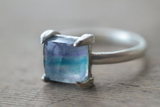 Striped Fluorite Statement Ring in Silver