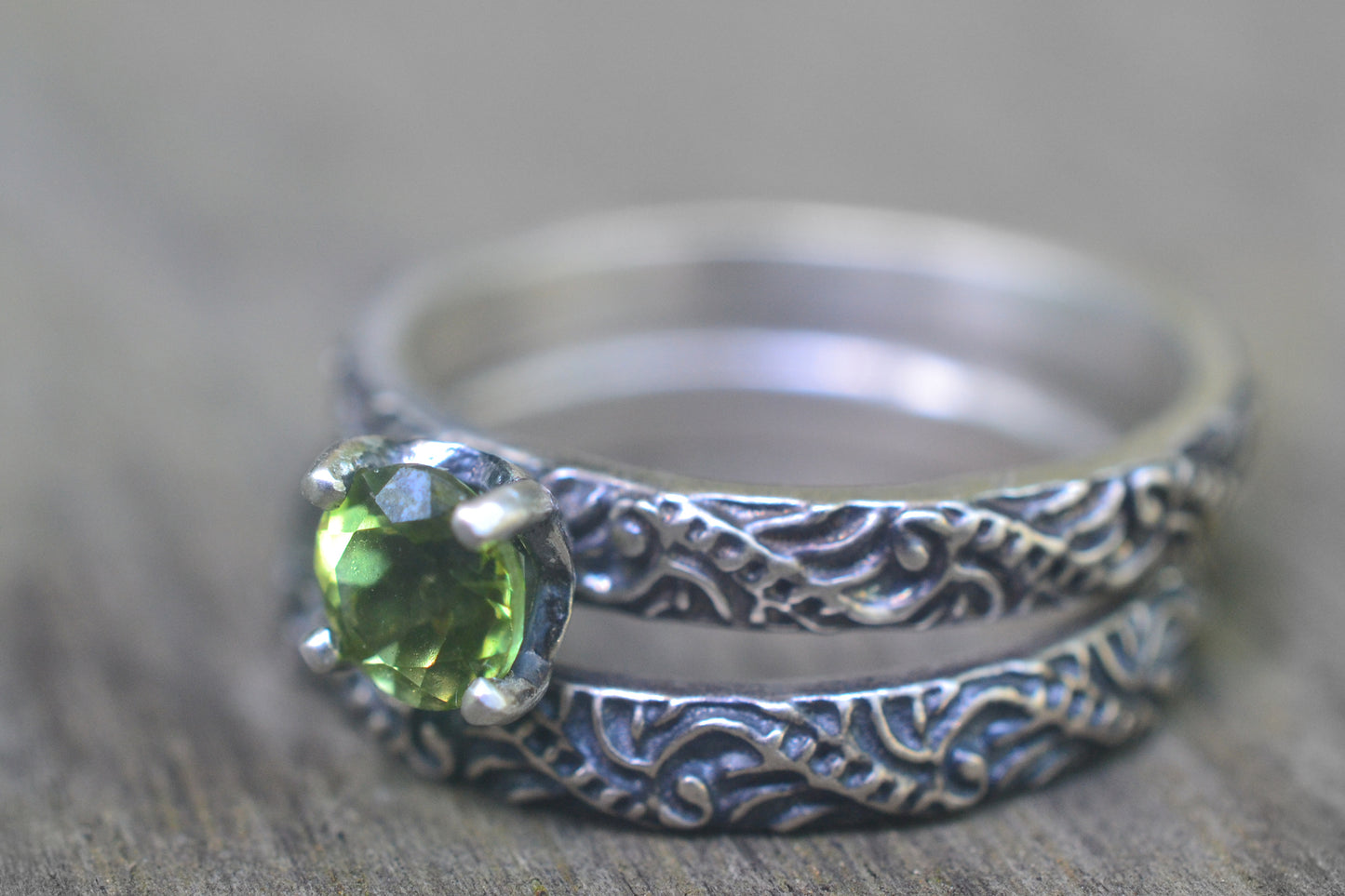 Womens Baroque Peridot Bridal Set in Silver