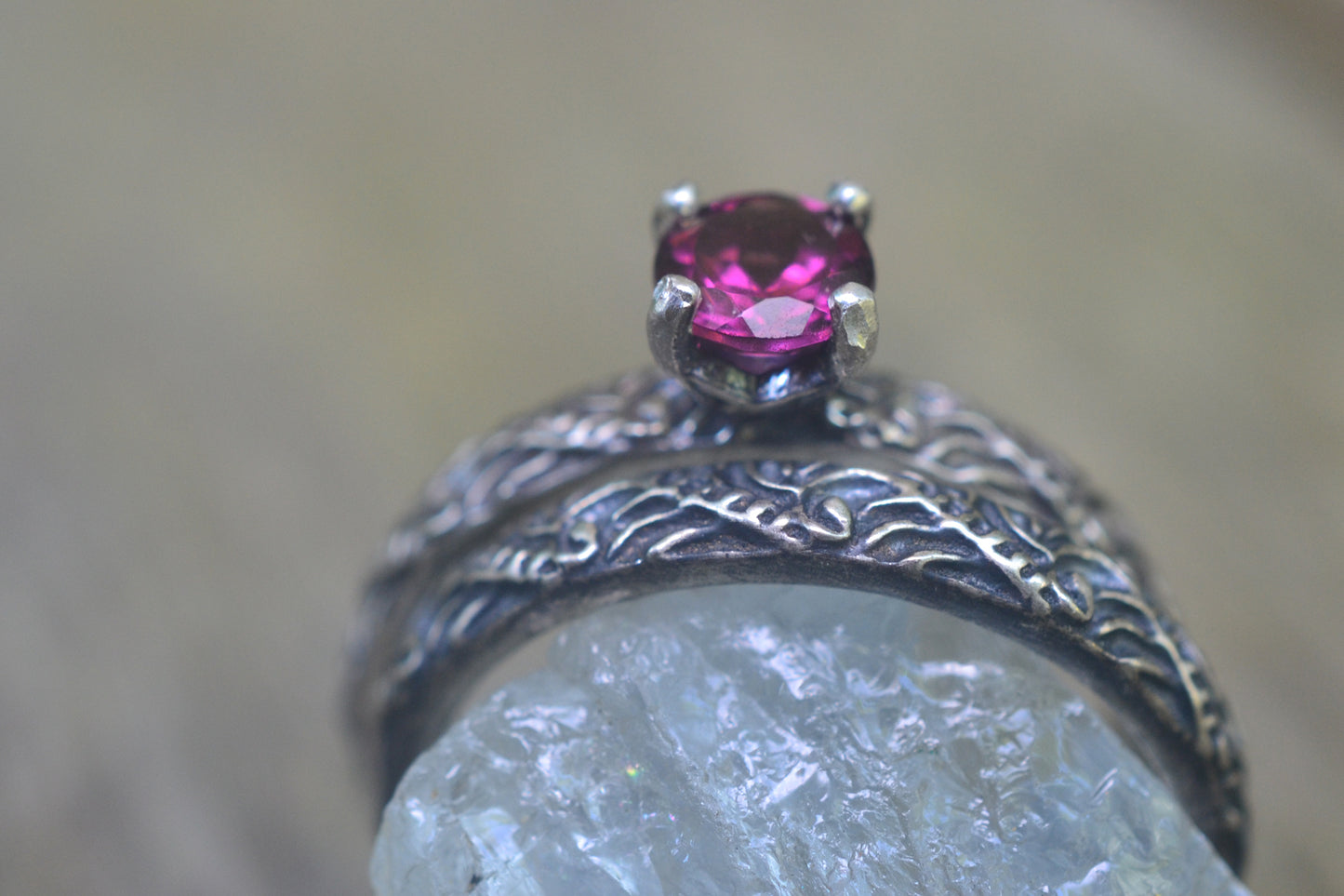 Rhodolite Garnet Wedding Set in Sterling