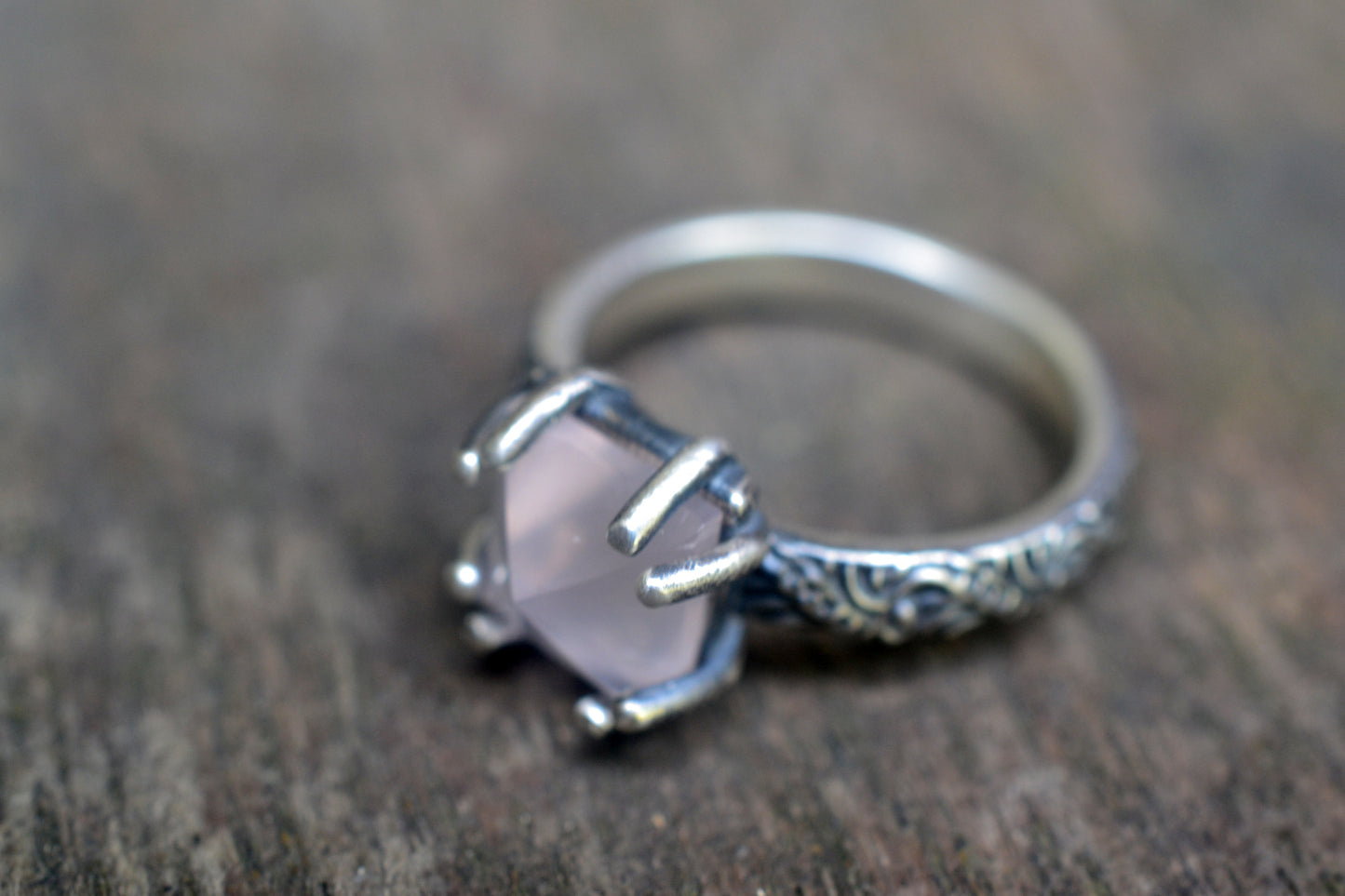 Baroque Style Rose Quartz Statement Ring