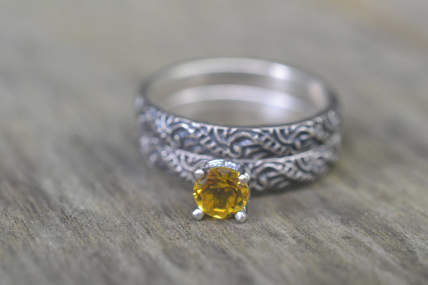 5mm Yellow Sapphire Bridal Set in Sterling