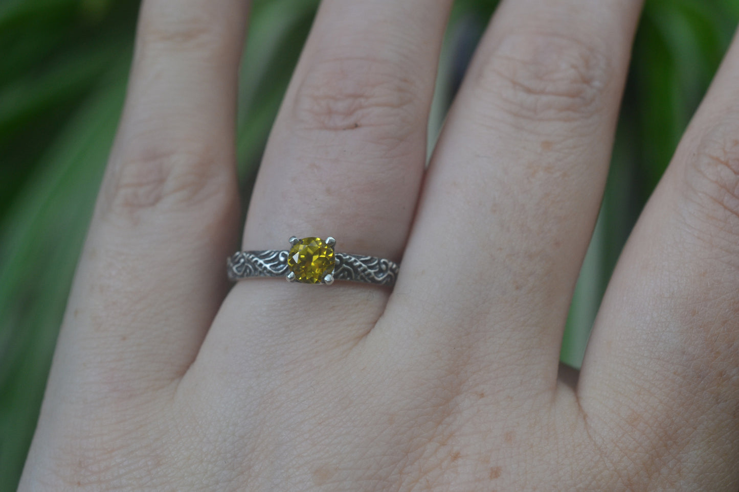 Womens Yellow Sapphire Engagement Ring in Sterling
