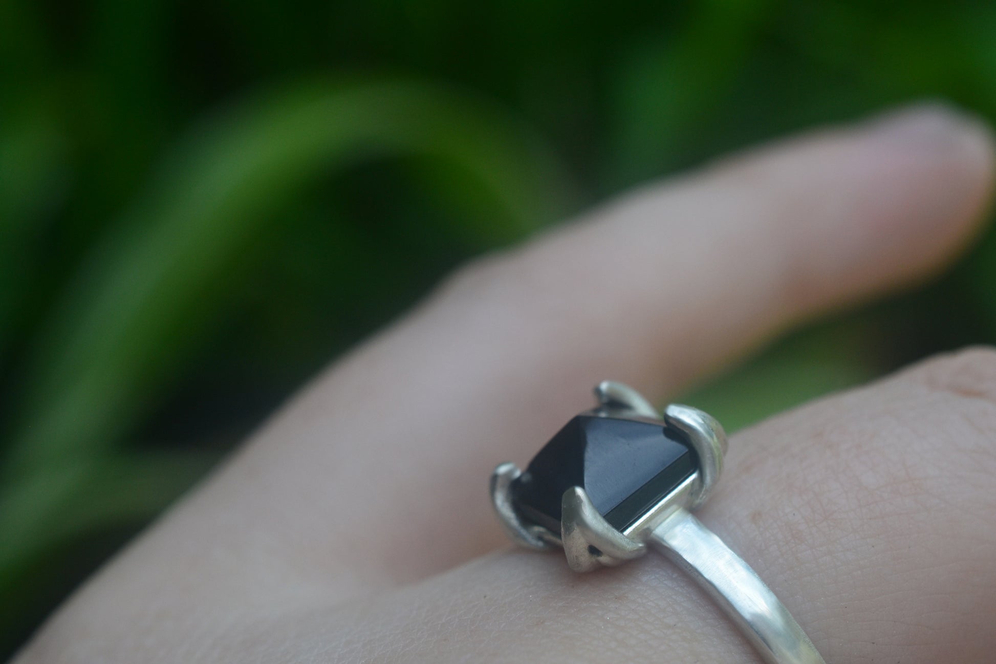 Black Onyx Gemstone Ring in 925 Sterling