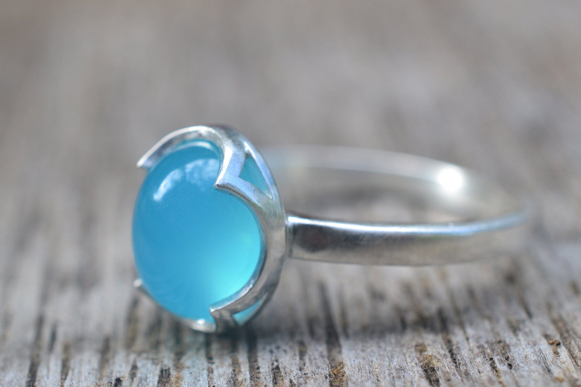 Womens Blue Chalcedony Ring in Sterling
