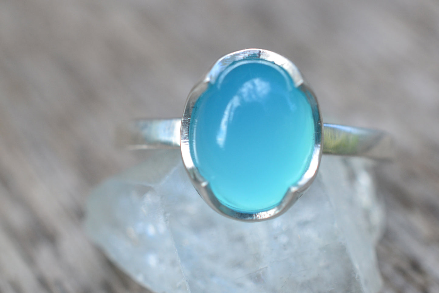 Oval Chalcedony Statement Ring in Recycled Sterling