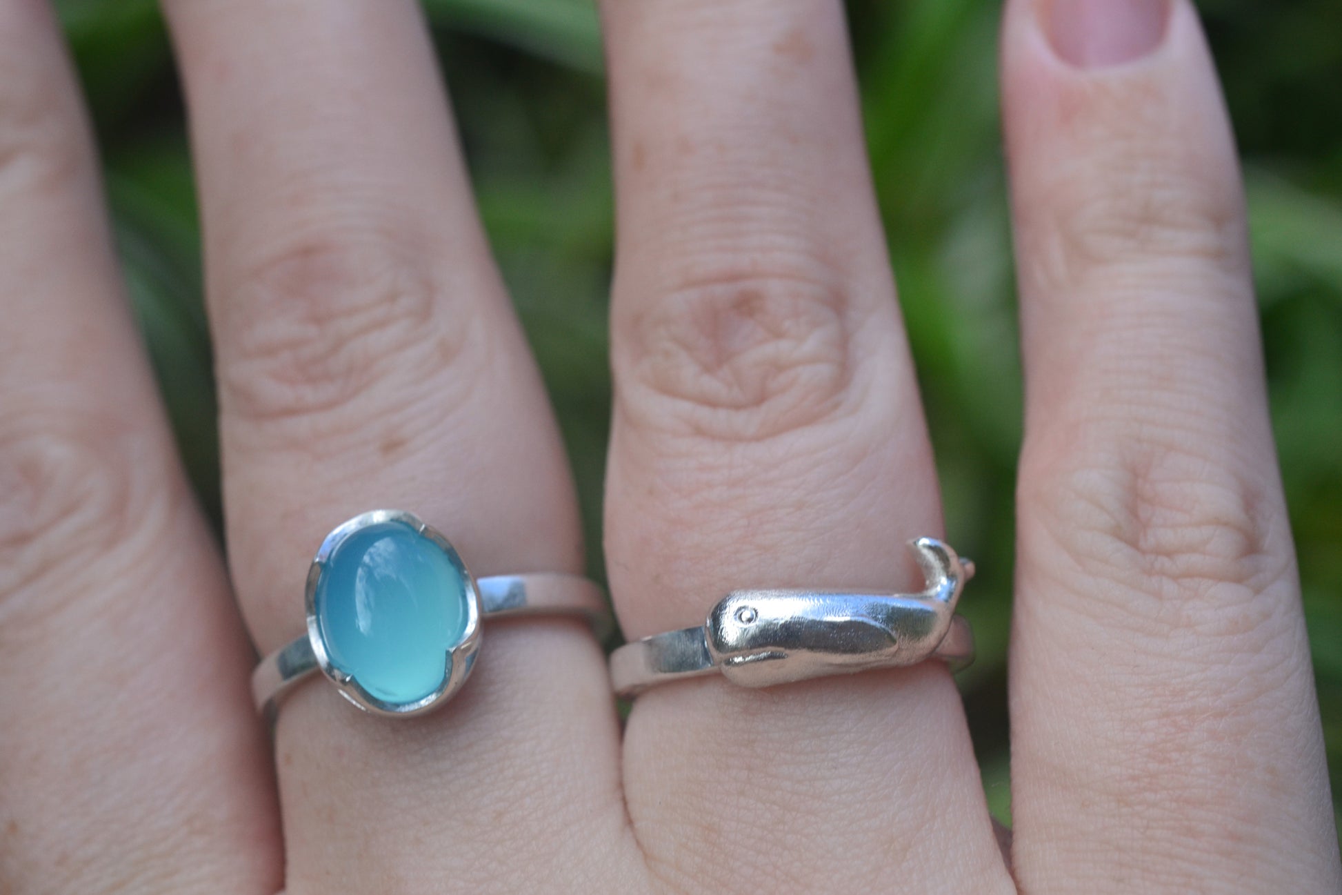 Blue Chalcedony Cocktail Ring in 925 Silver