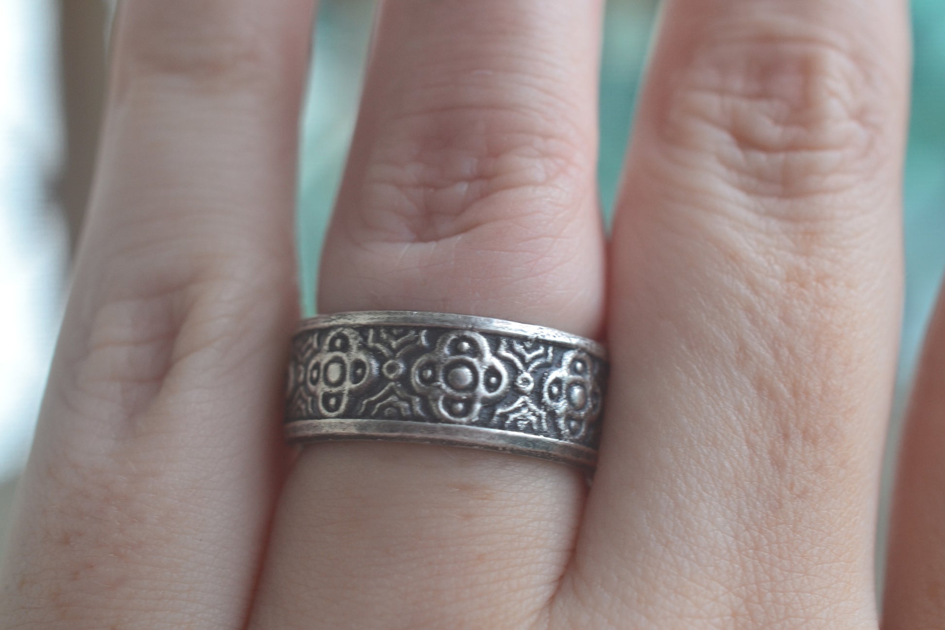 Wide Wedding Band With Unique Cross Design