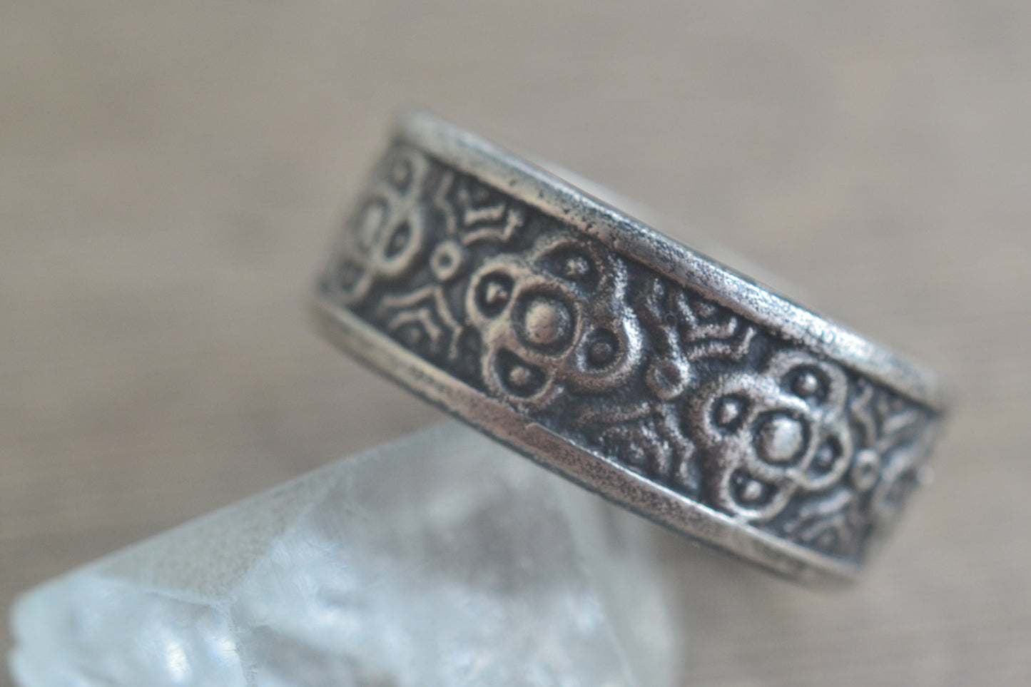 Oxidised Silver Cross Ring With Bevelled Edges