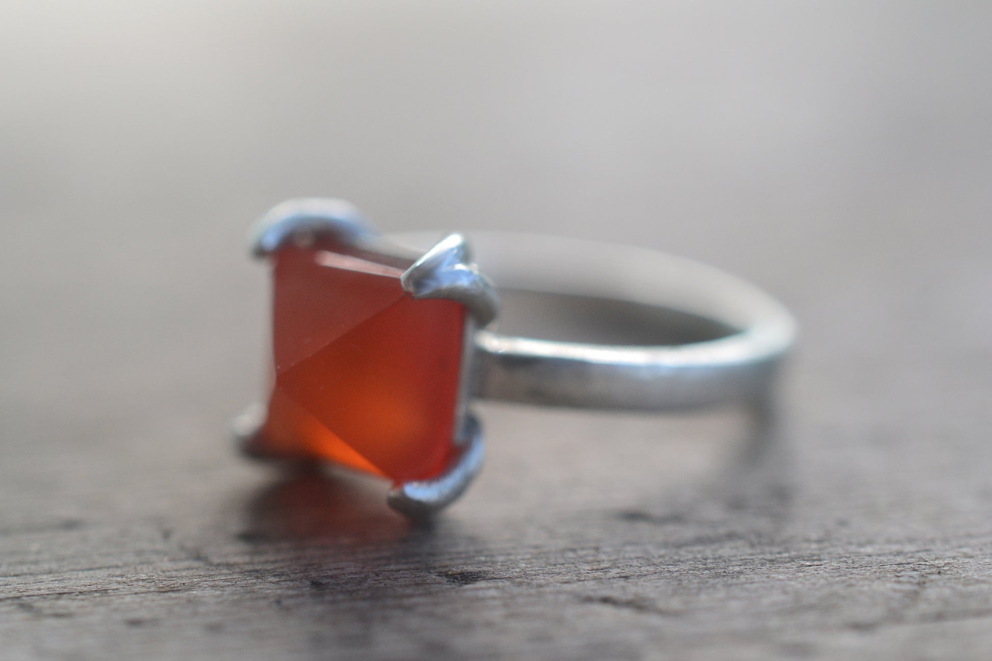 Natural Carnelian Statement Ring in Silver