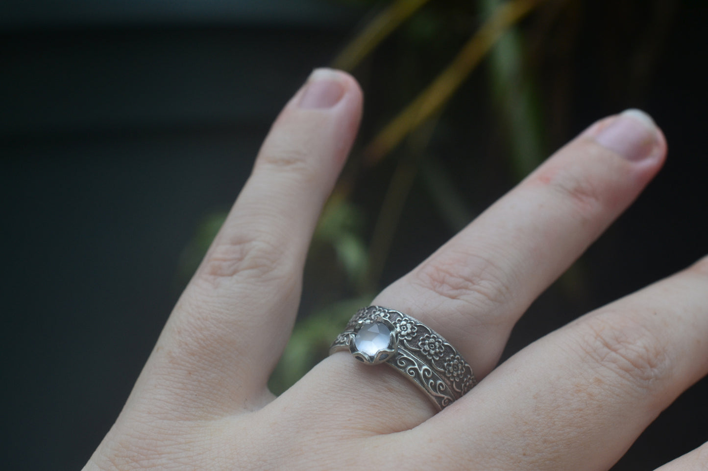 Gothic Wildflower Wedding Set With Chalcedony