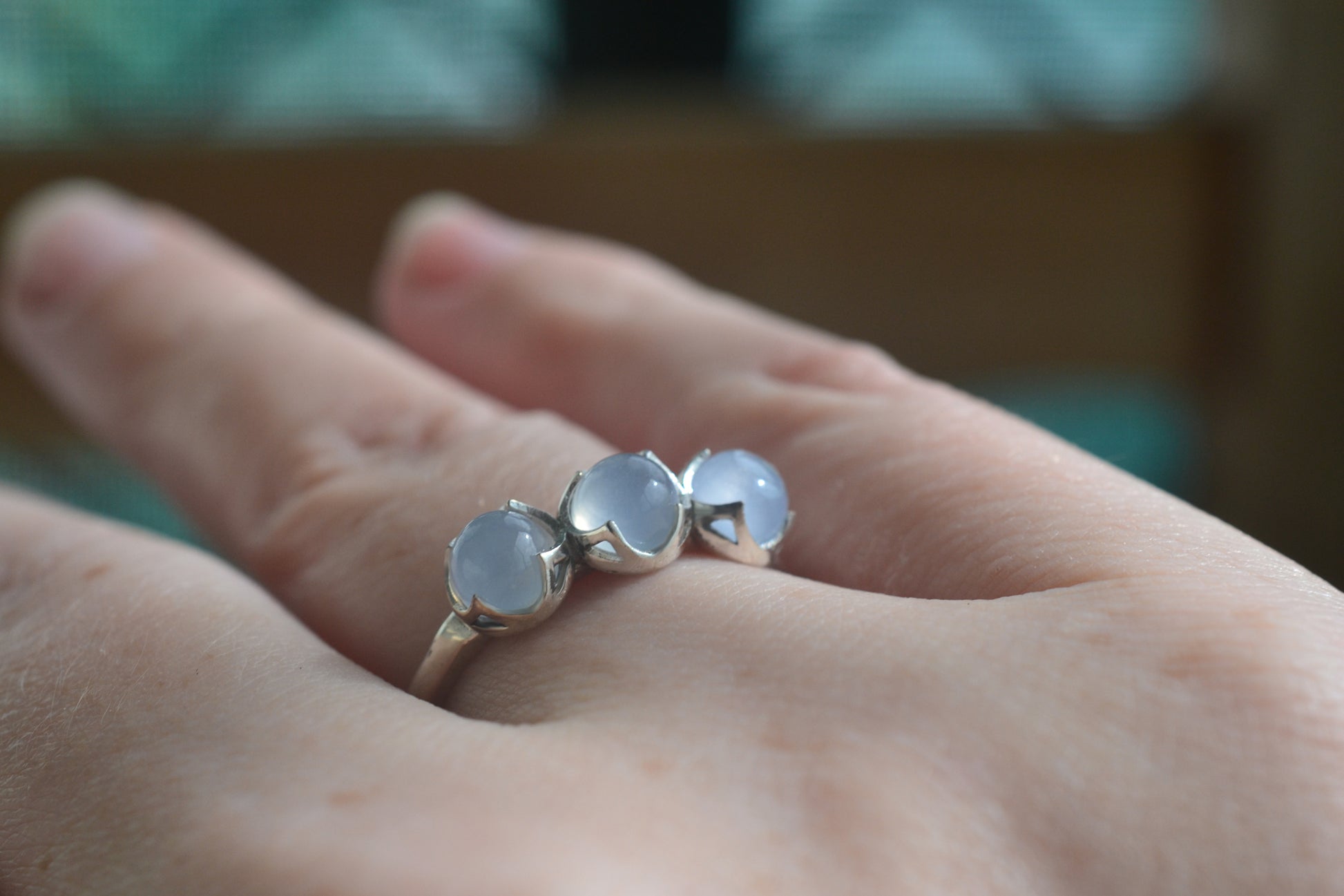 Chalcedony Multistone Ring in Silver