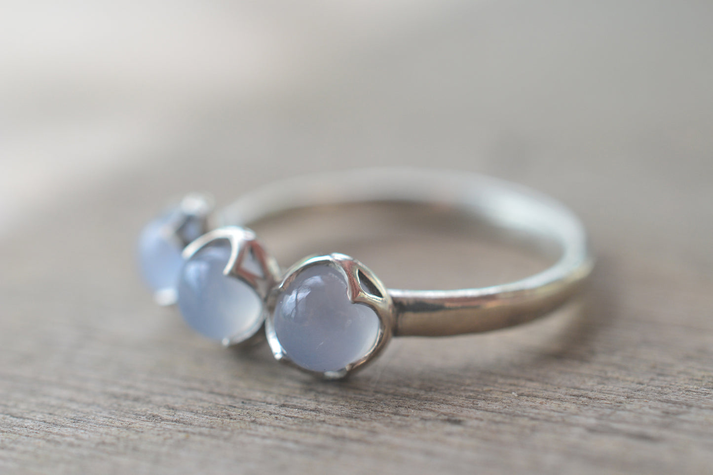 Chalcedony Trio Ring in Sterling Silver