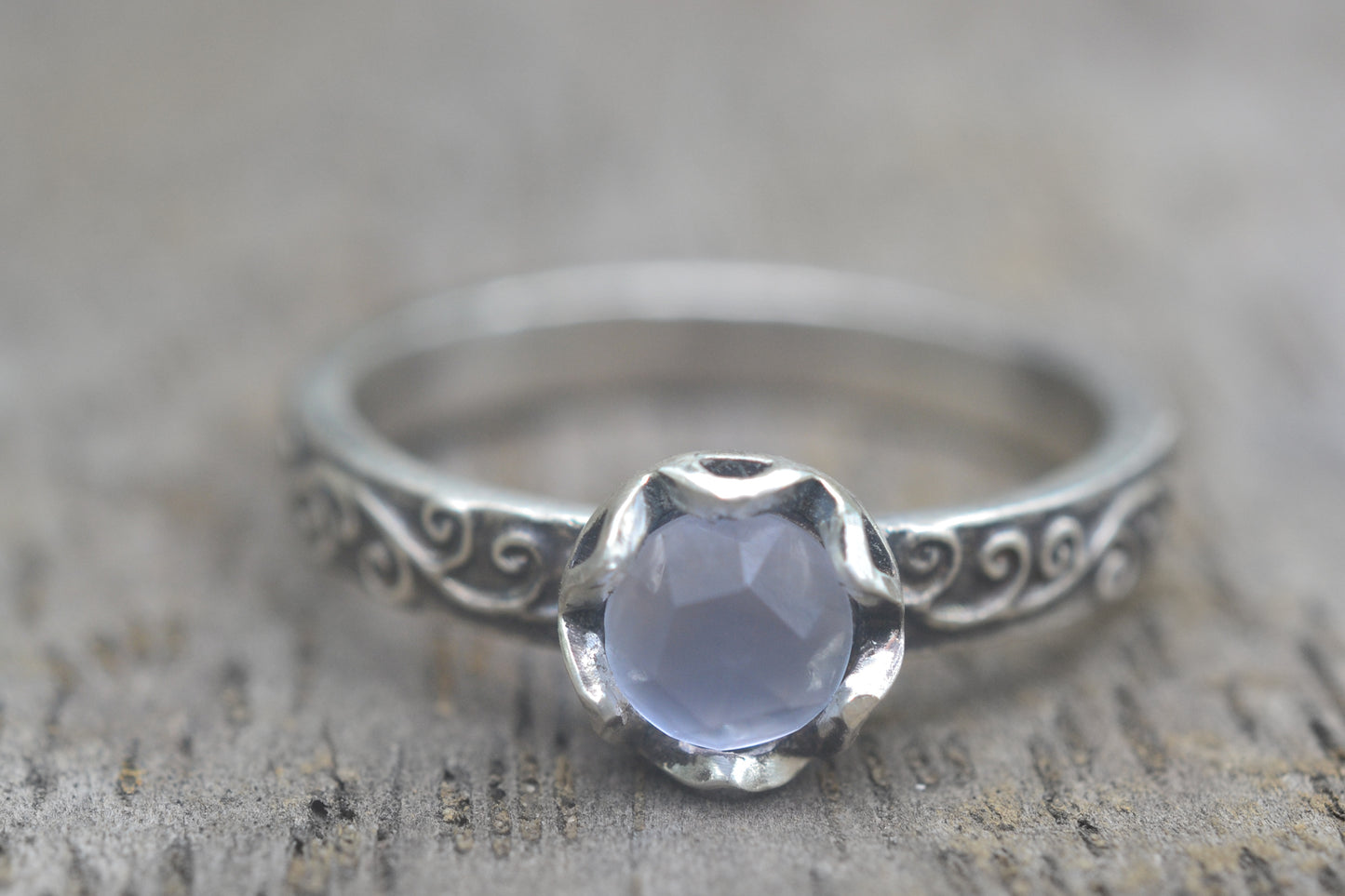 Pale Blue Chalcedony Ring in Sterling Silver