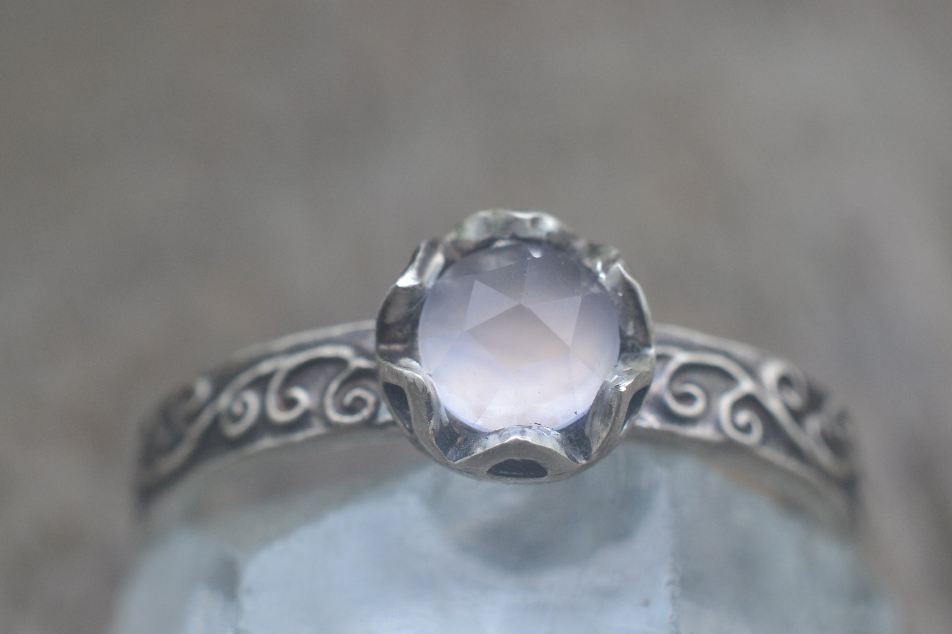 Chalcedony Promise Ring With Swirl Design