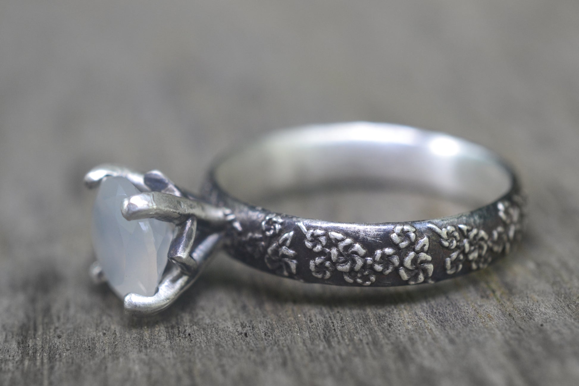 White Moonstone Solitaire Ring in Silver