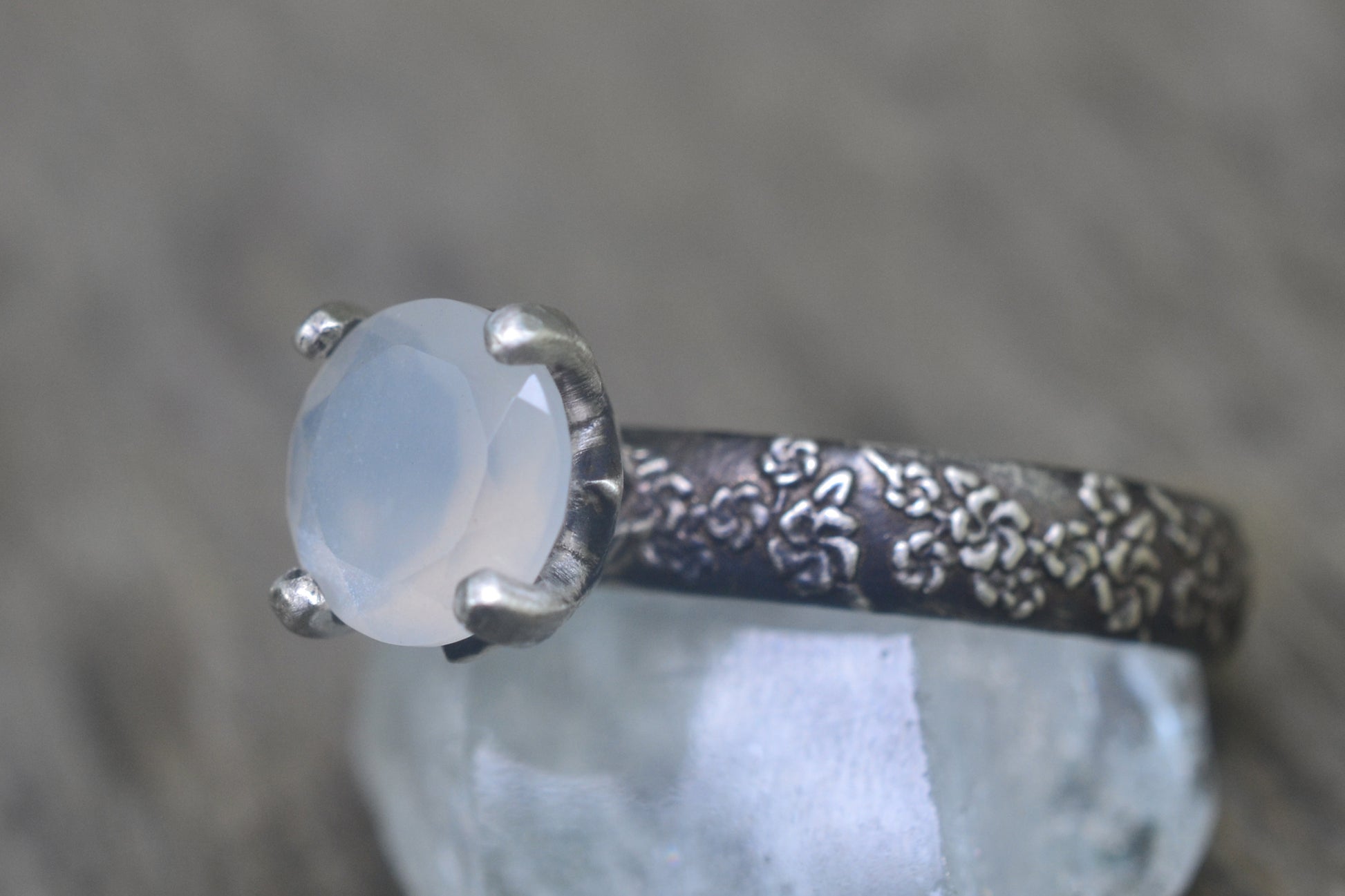 Moonstone Engagement Ring With Blossom Design