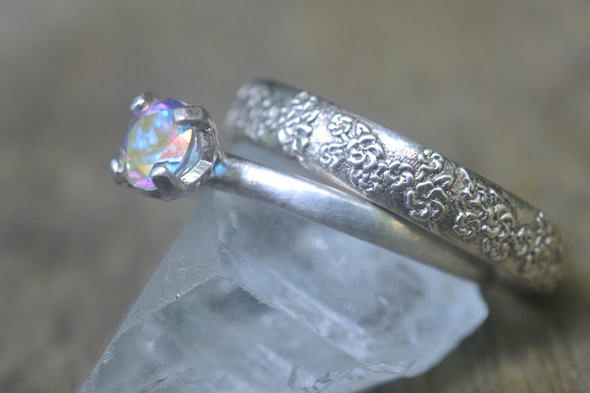 5mm Mercury Mist Mystic Topaz Wedding Set in Silver