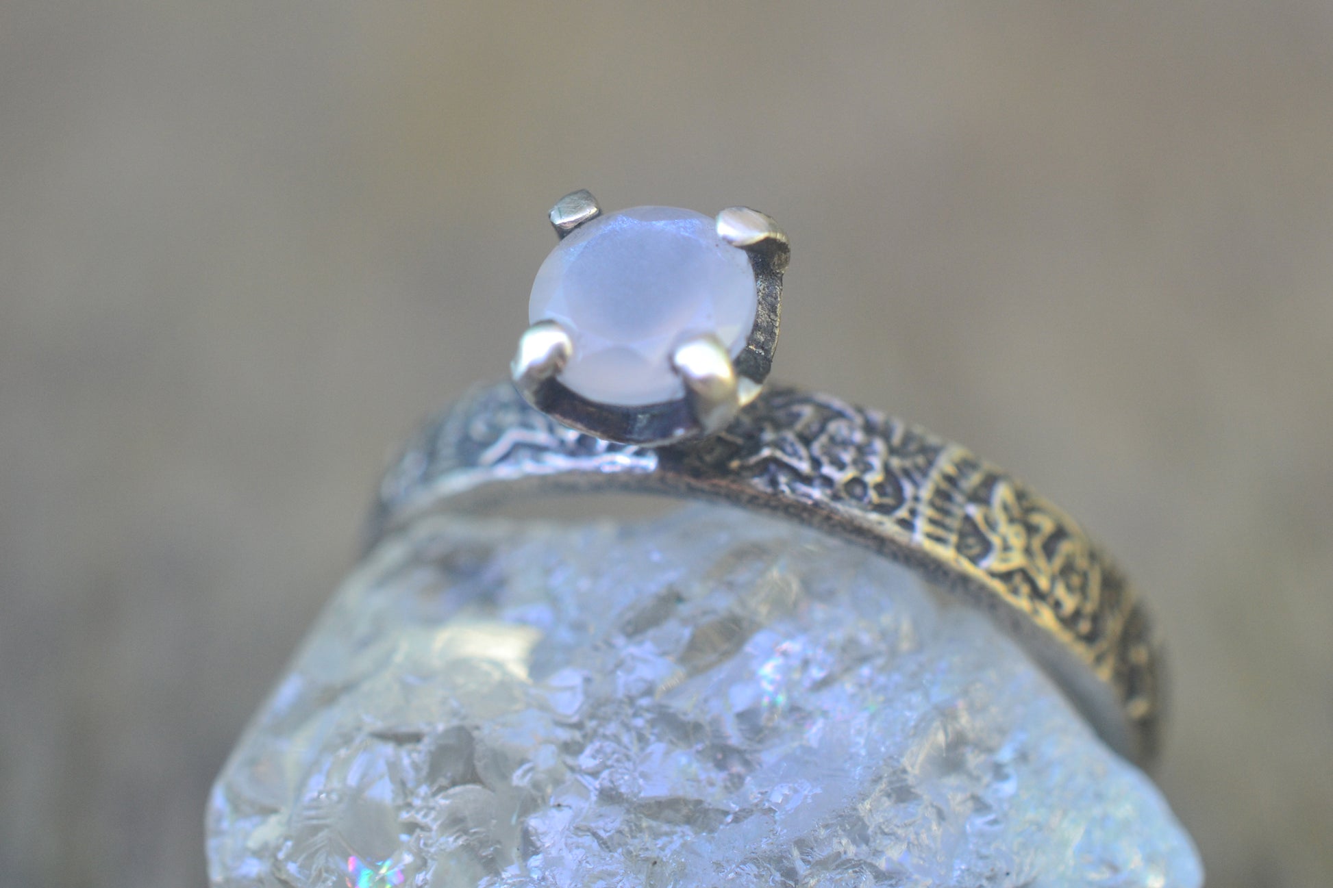 Floral Engagement Ring With White Moonstone