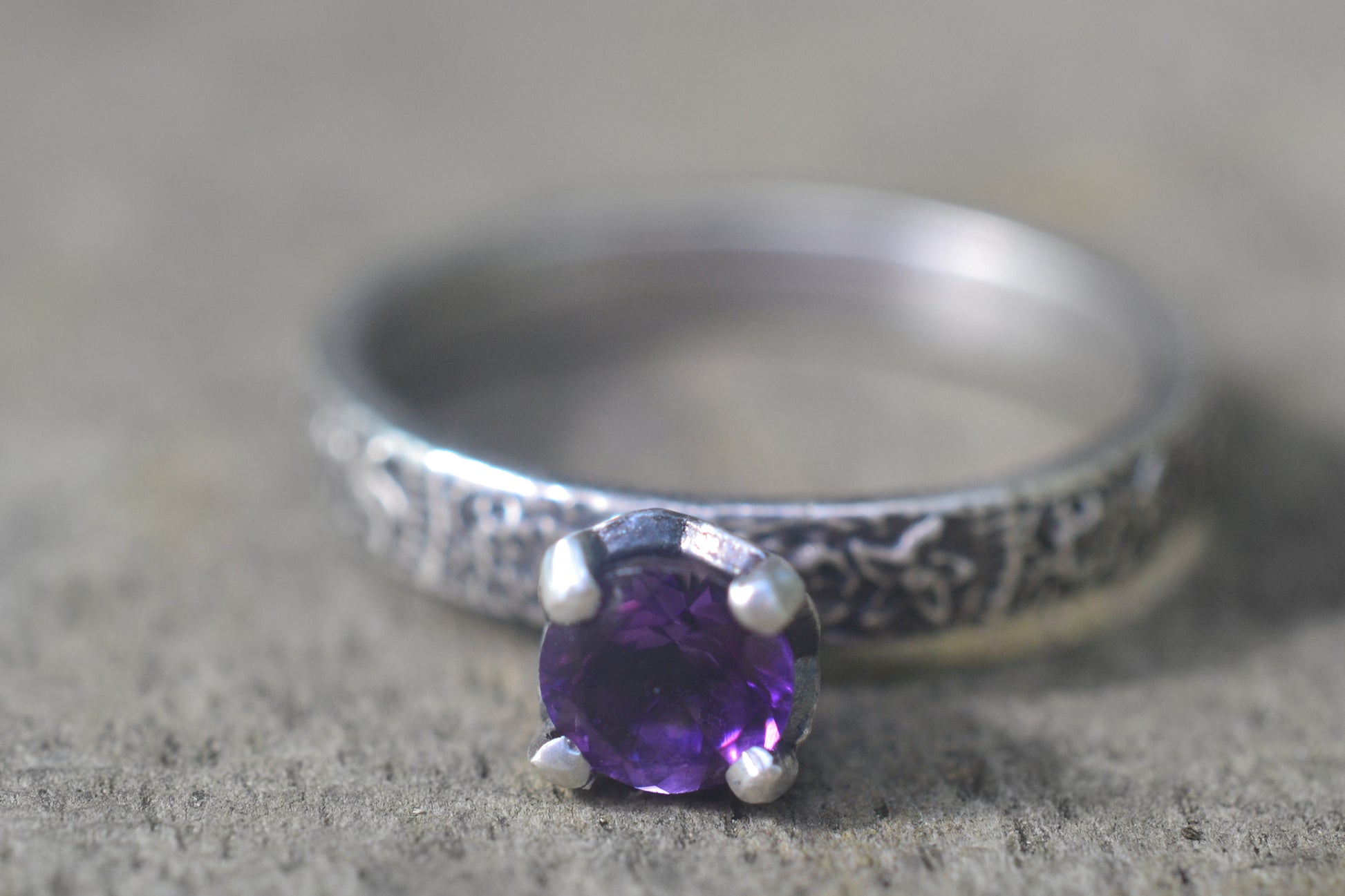 Purple Amethyst Engagement Ring in Sterling