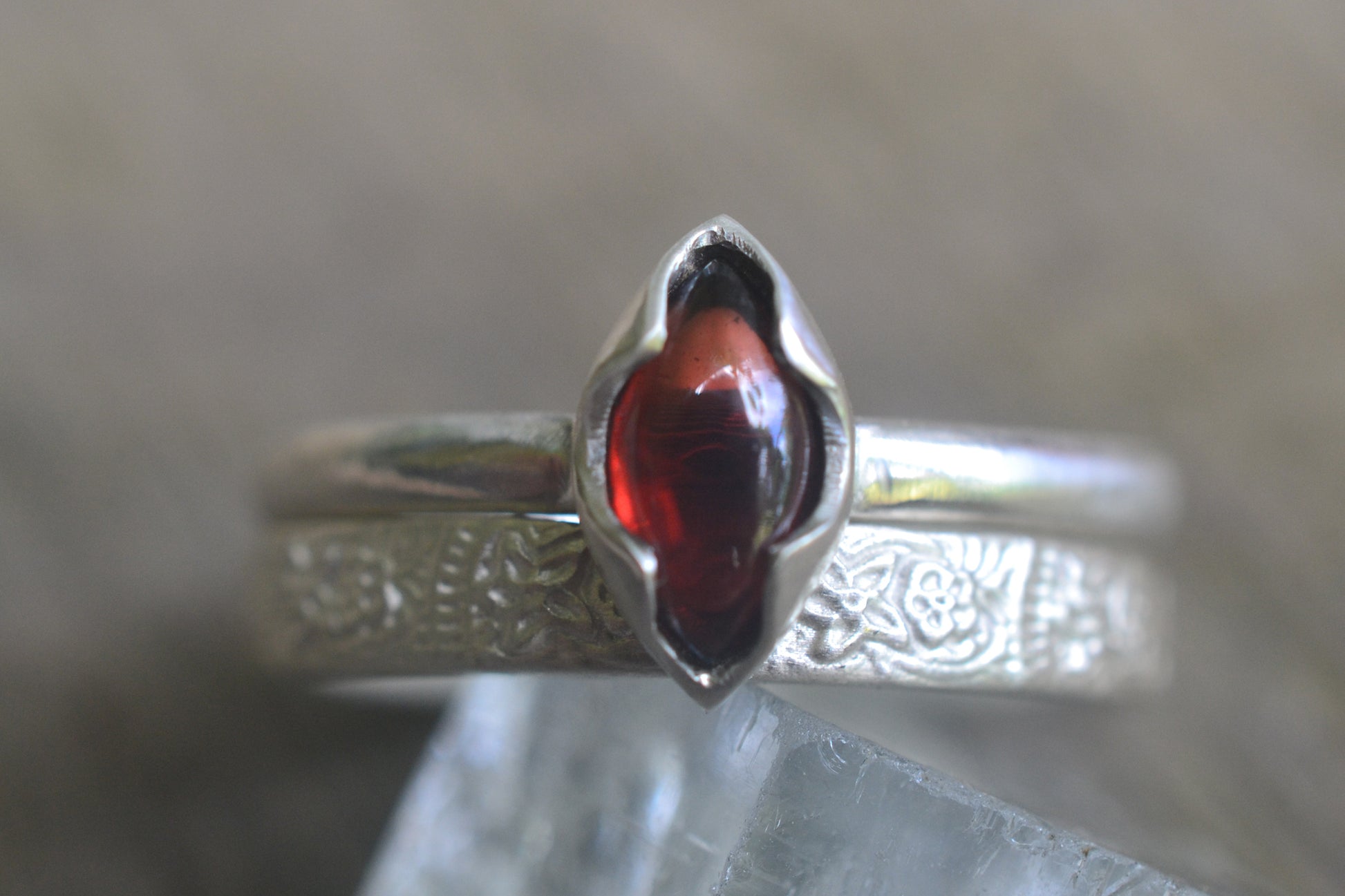 Marquise Cut Garnet Stack Set in Sterling Silver