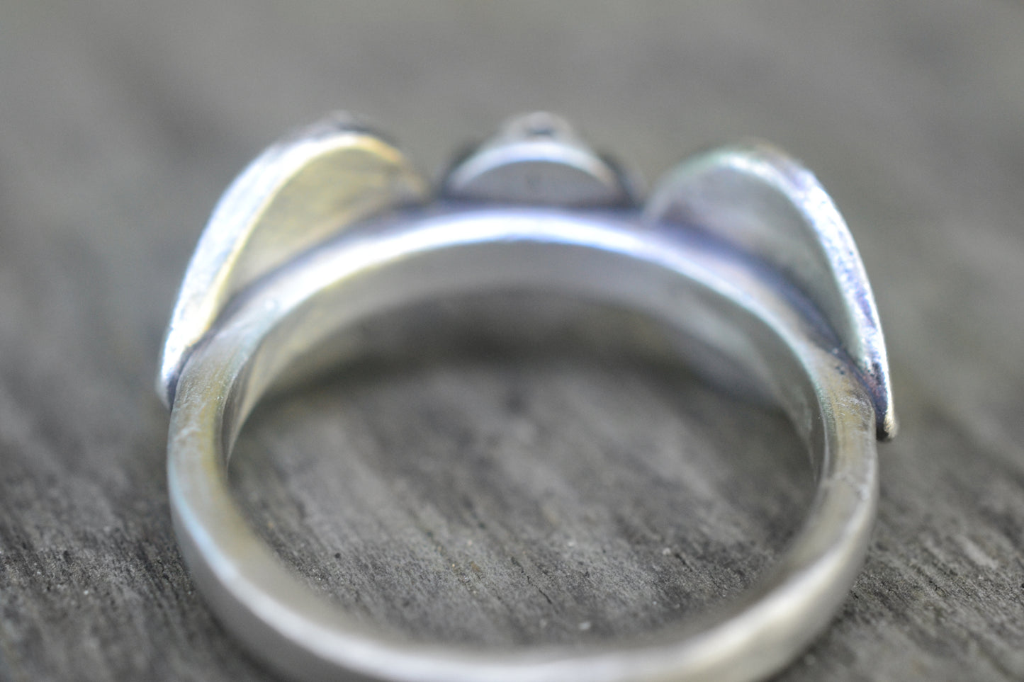 Sterling Silver Rose Leaf Ring with Stone