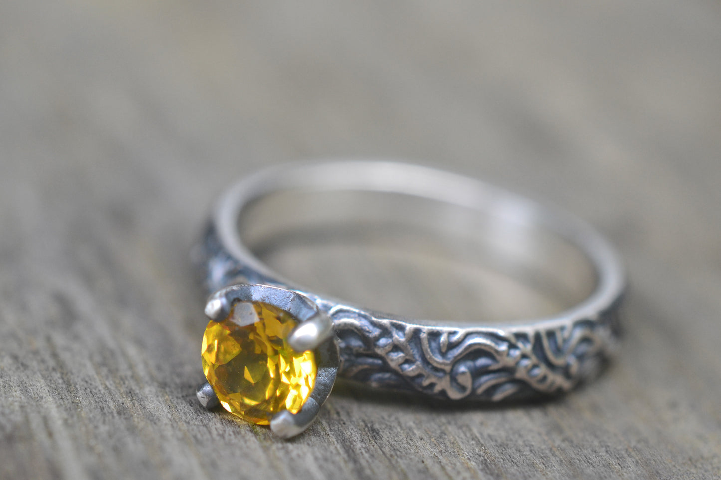 Gothic Baroque Yellow Sapphire Engagement Ring