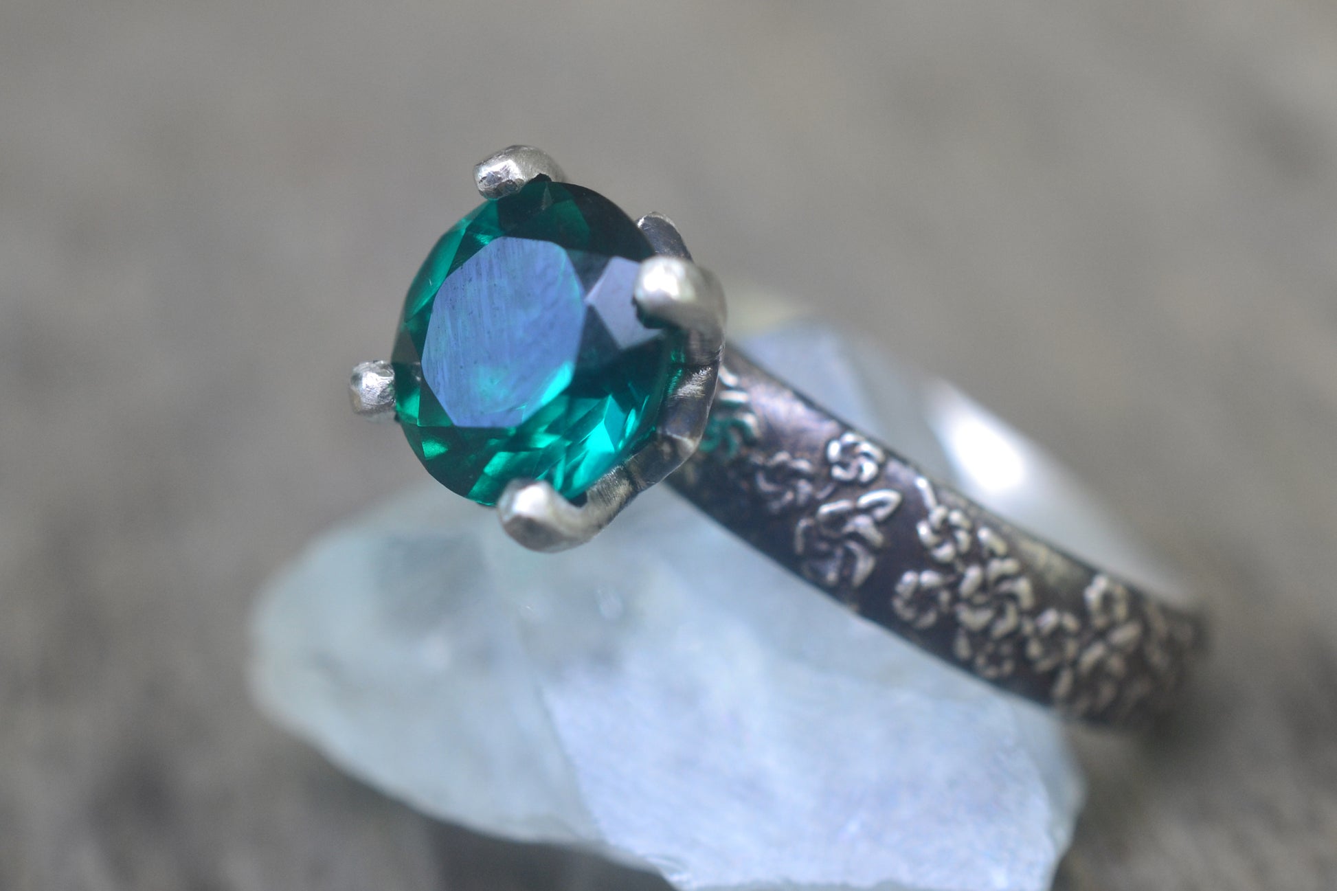 Art Nouveau Style Emerald Engagement Ring