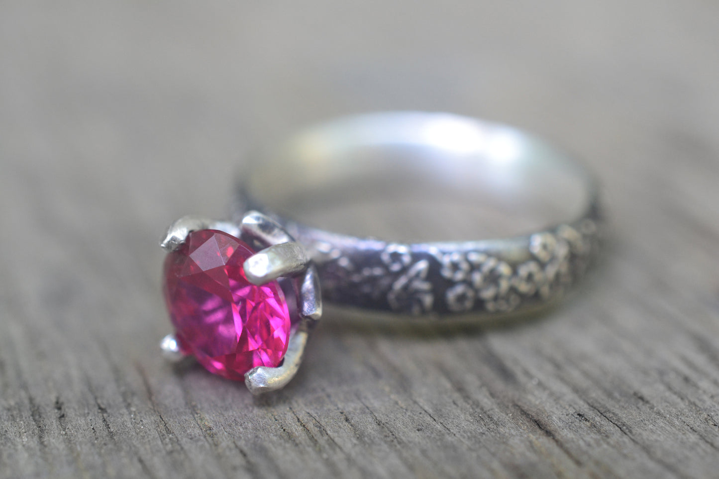 Ruby Engagement Ring With Cherry Blossom