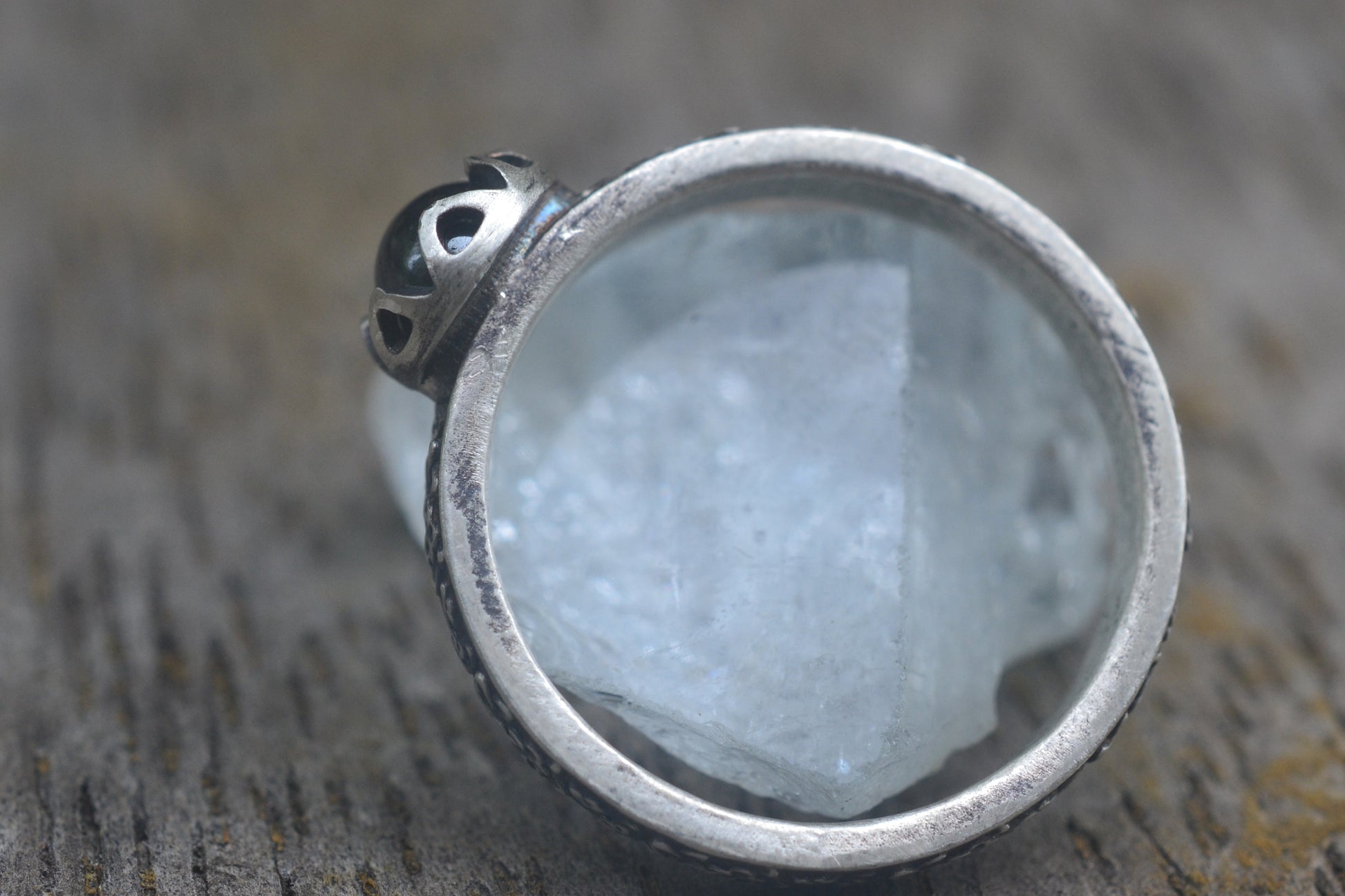 Natural Haematite Cabochon Ring in Silver