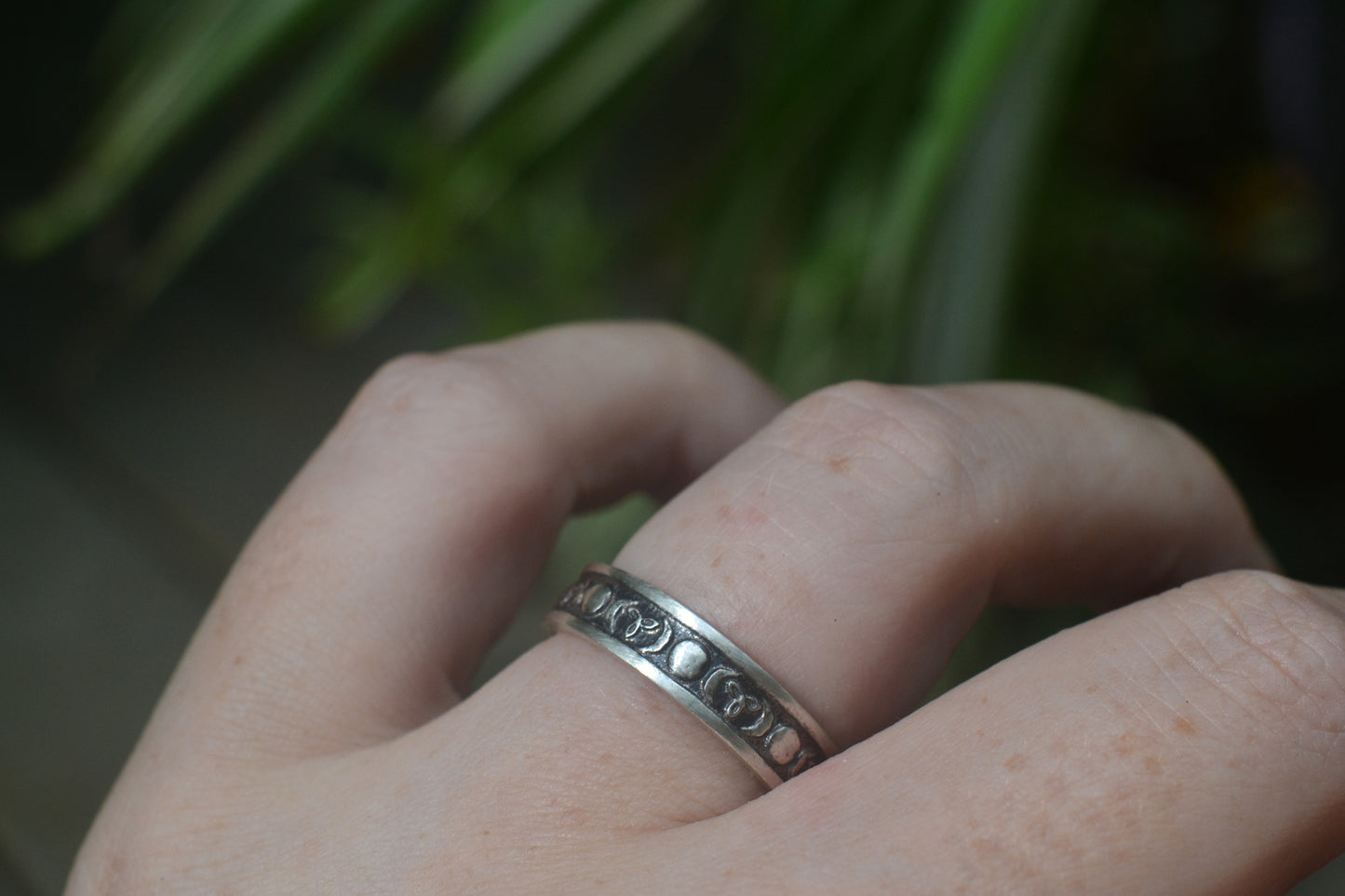 Gothic Crescent New Moon Ring in Sterling