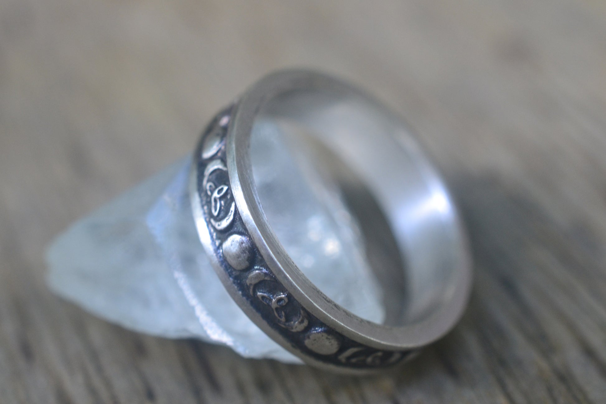 Moon Phase Ring in Oxidised Sterling Silver
