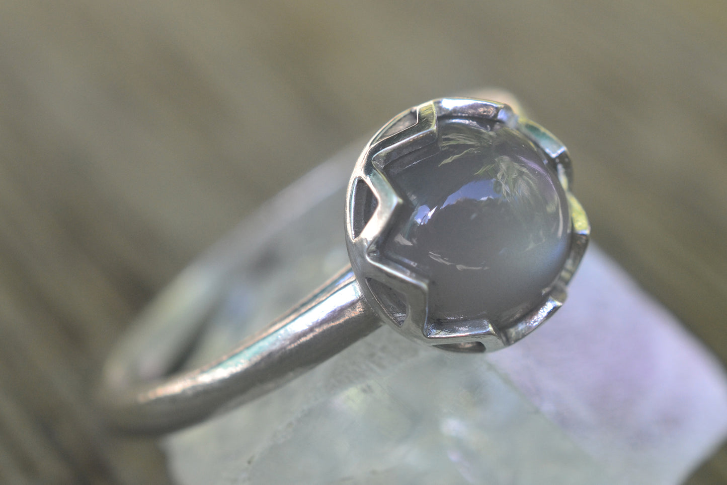 Minimalist Grey Moonstone Engagement Ring