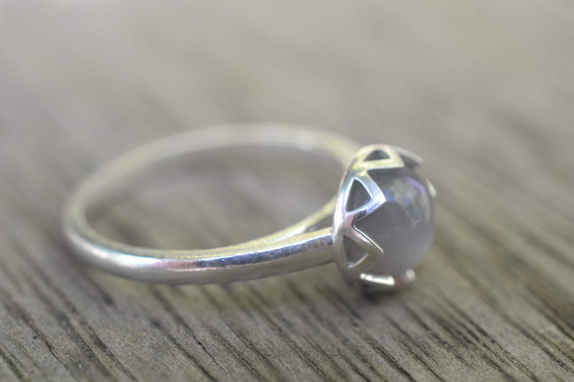 Sterling Silver Grey Moonstone Cathedral Ring