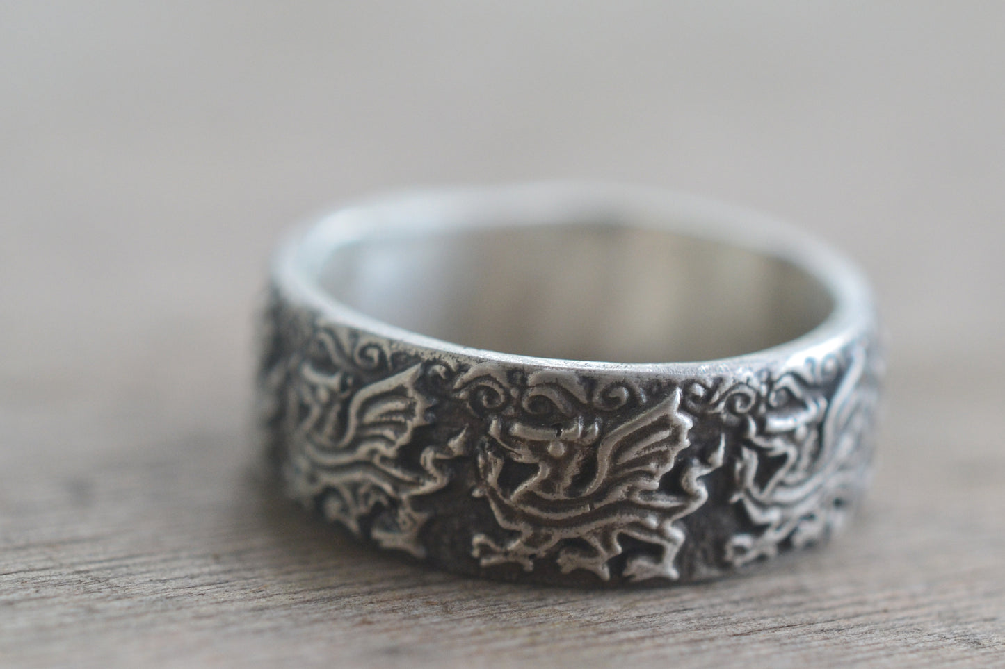 Mens Medieval Style Dragon Wedding Band