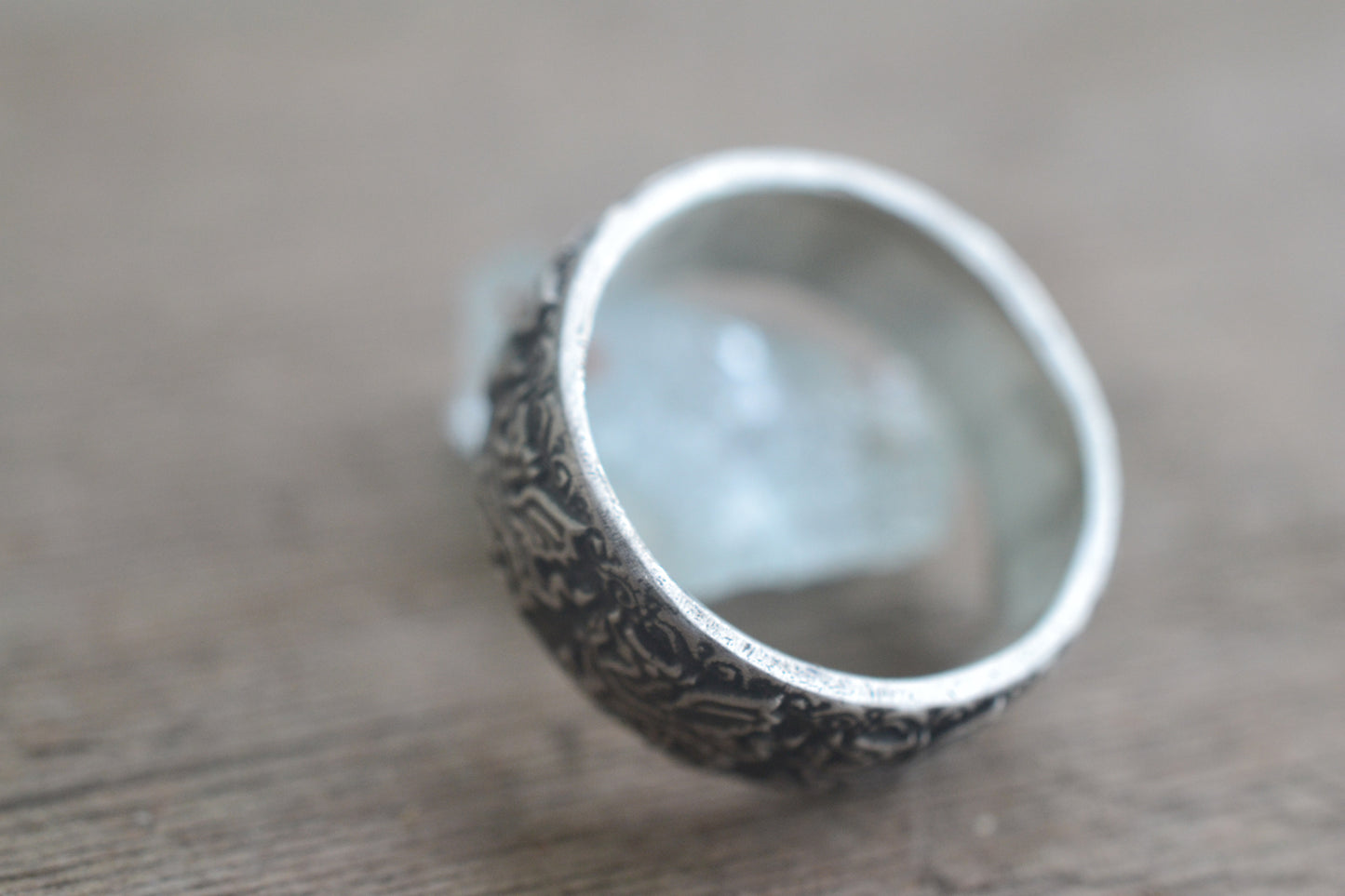 Dragon Pattern Ring in Oxidised Sterling