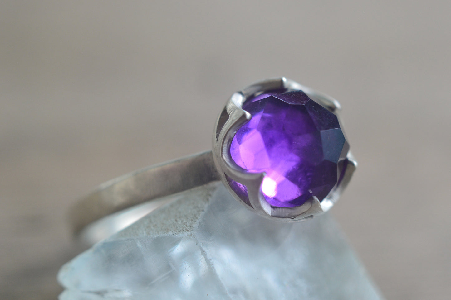 Natural Amethyst Engagement Ring in Sterling