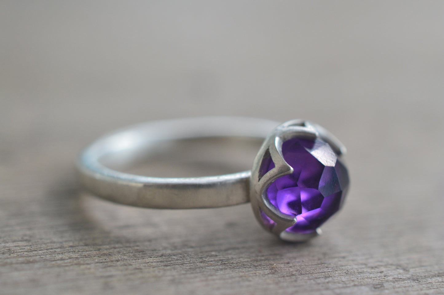 Purple Amethyst Cabochon Ring in Sterling Silver