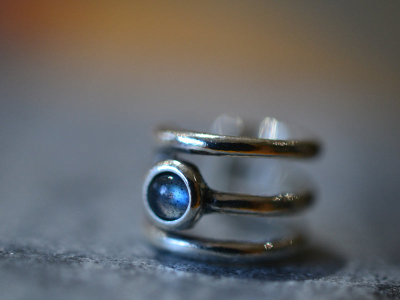 Natural Labradorite Ear Cuff in Sterling Silver