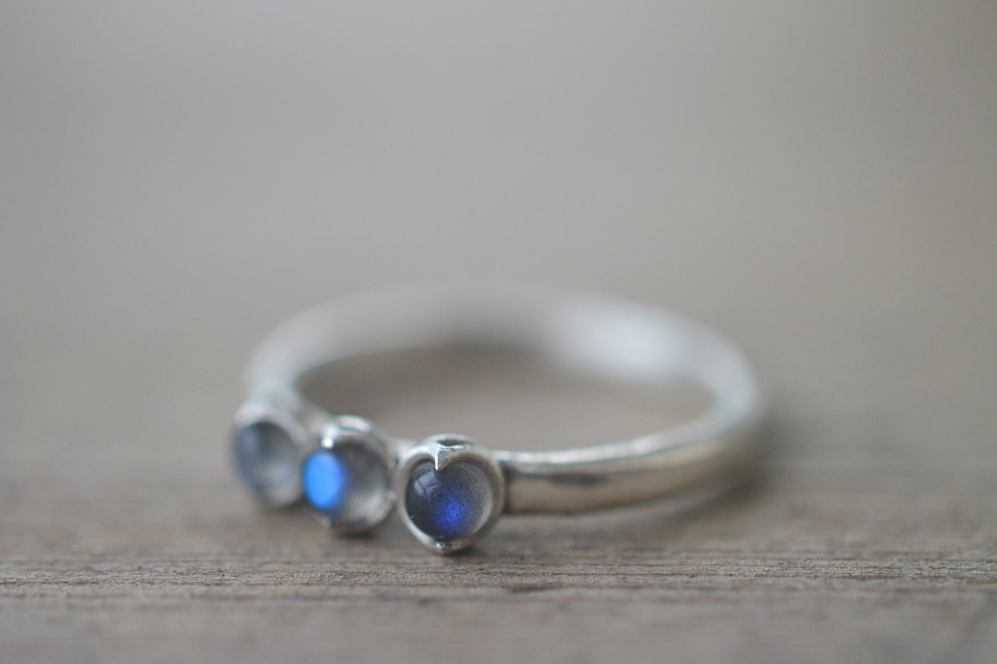 Triple Labradorite Cabochon Ring in Sterling Silver