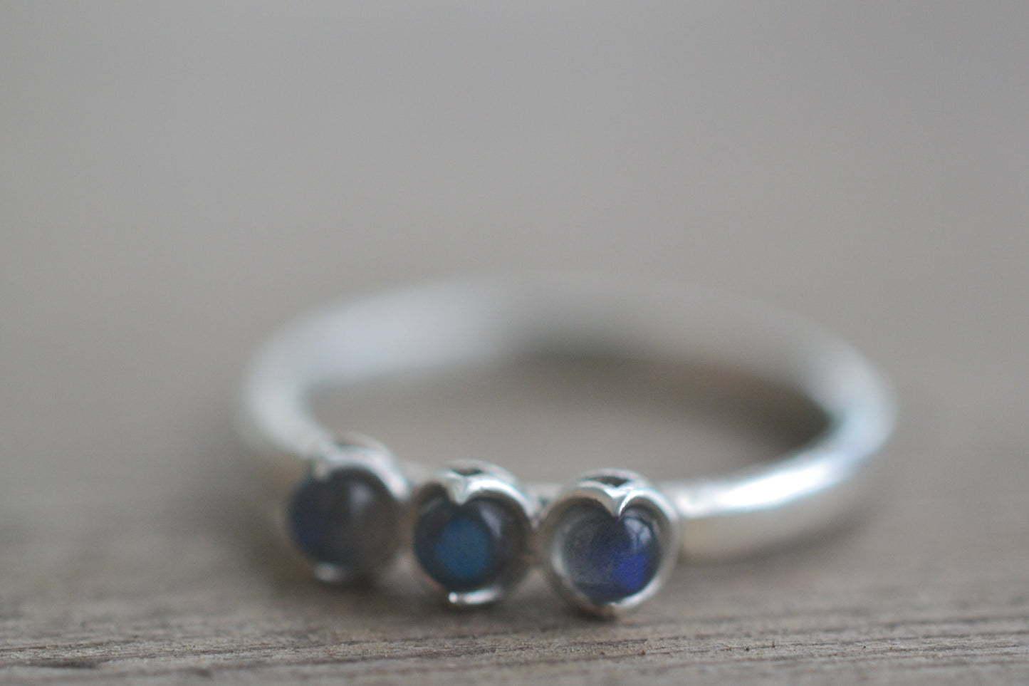 Three Labradorite Ring in 925 Sterling Silver