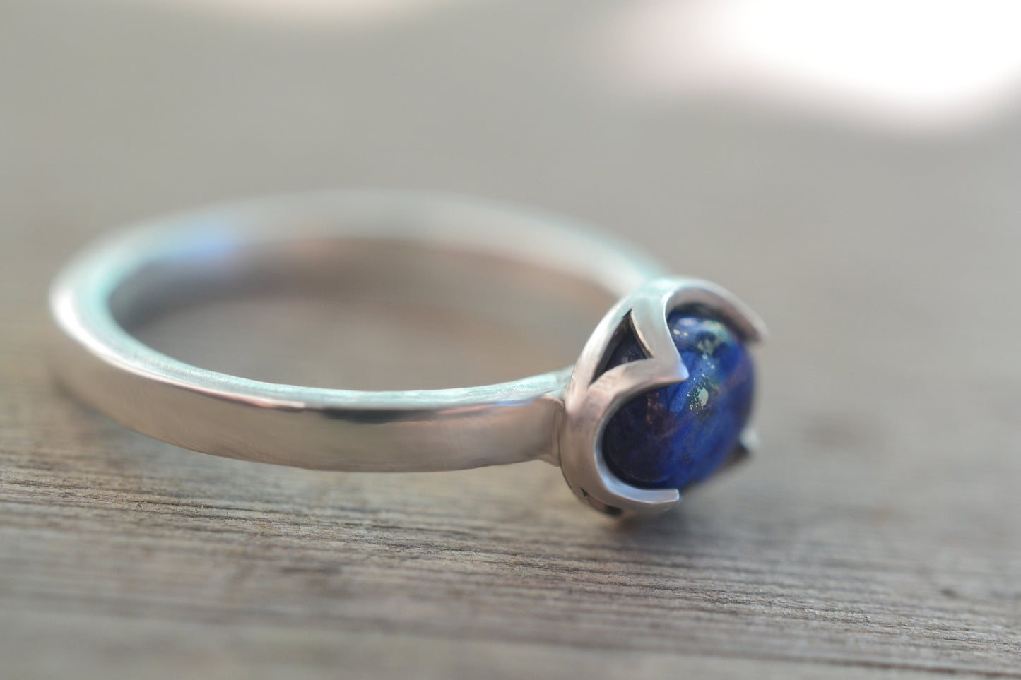 925 Silver Bezel Ring With Oval Lapis Stone