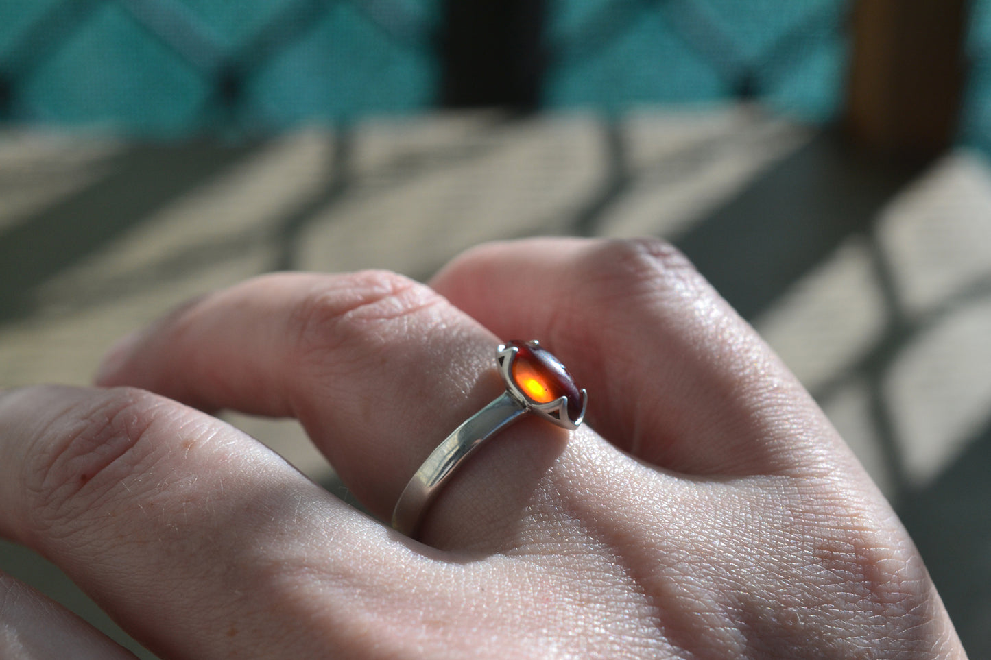 Simple Hessonite Garnet Ring in 925 Sterling