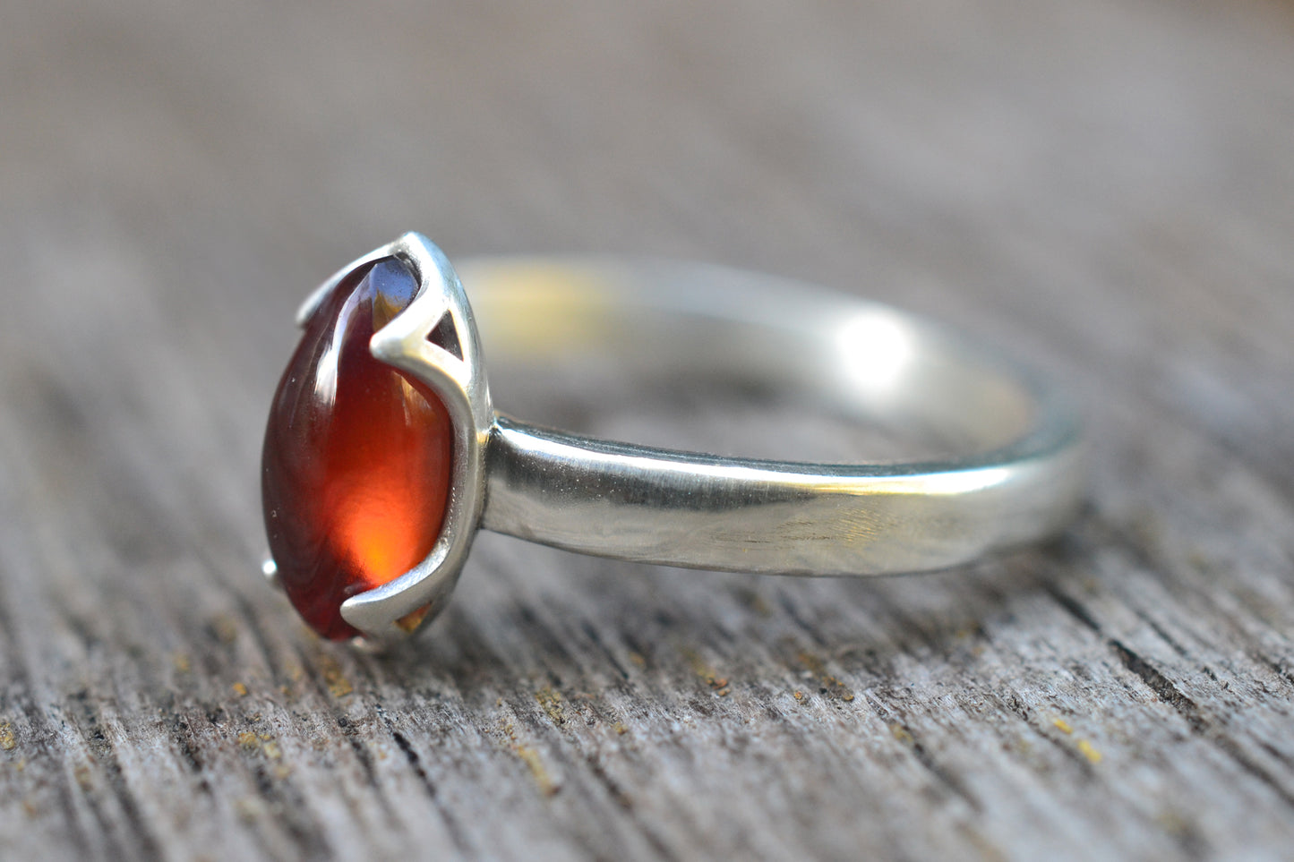 Womens Hessonite Garnet Statement Ring in Silver