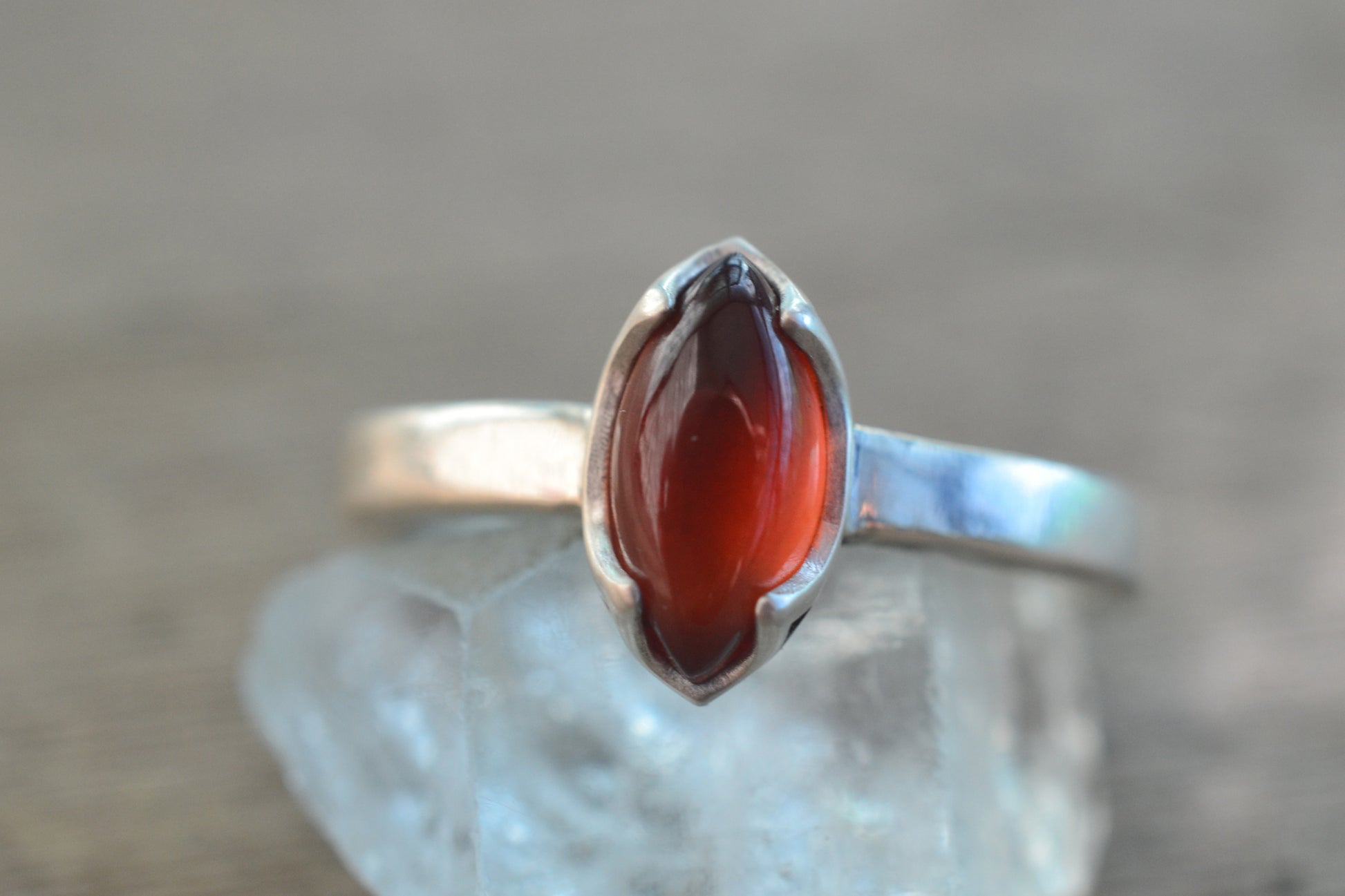Marquise Cut Garnet Statement Ring in 925 Silver