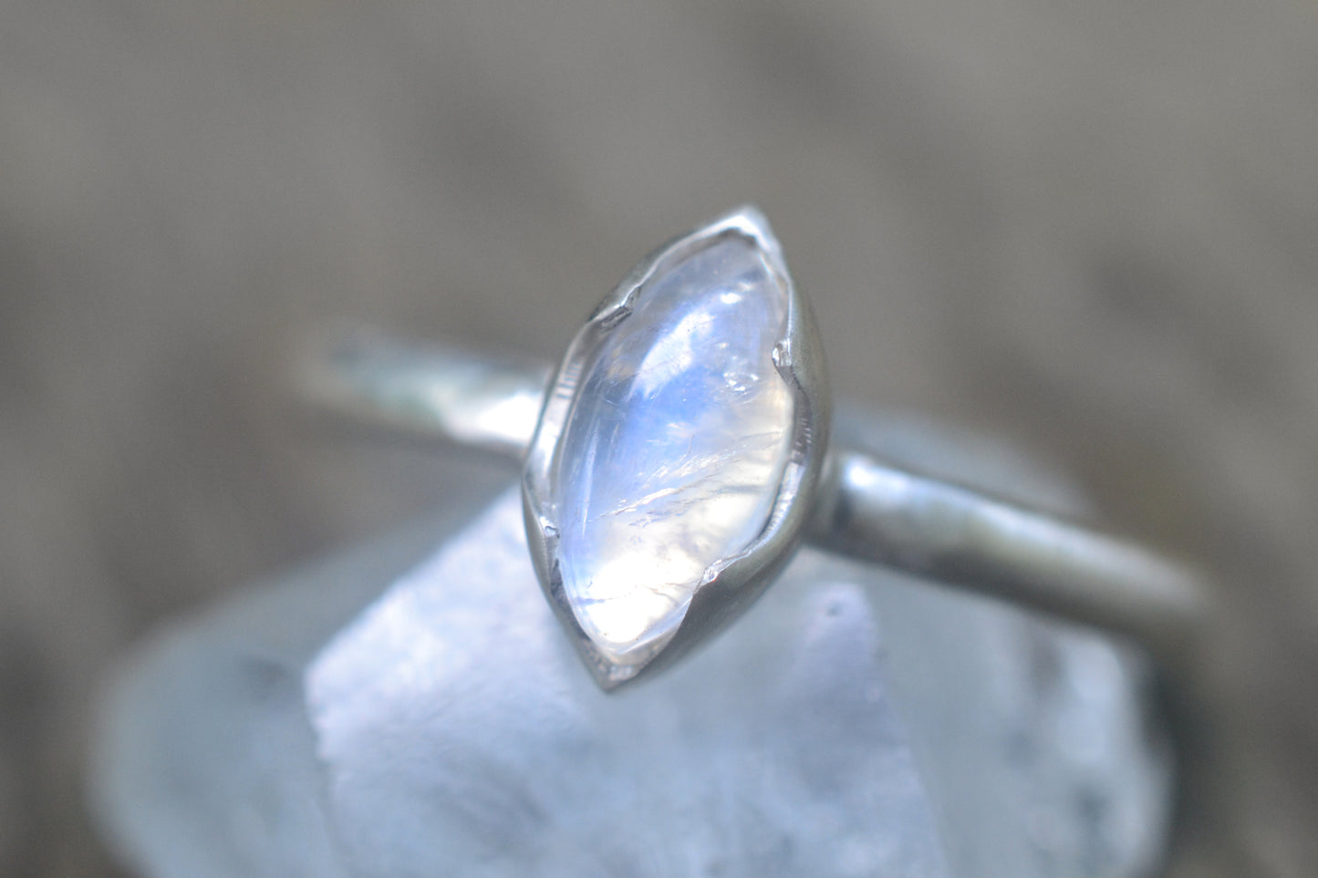 Marquise Rainbow Moonstone Stack Ring
