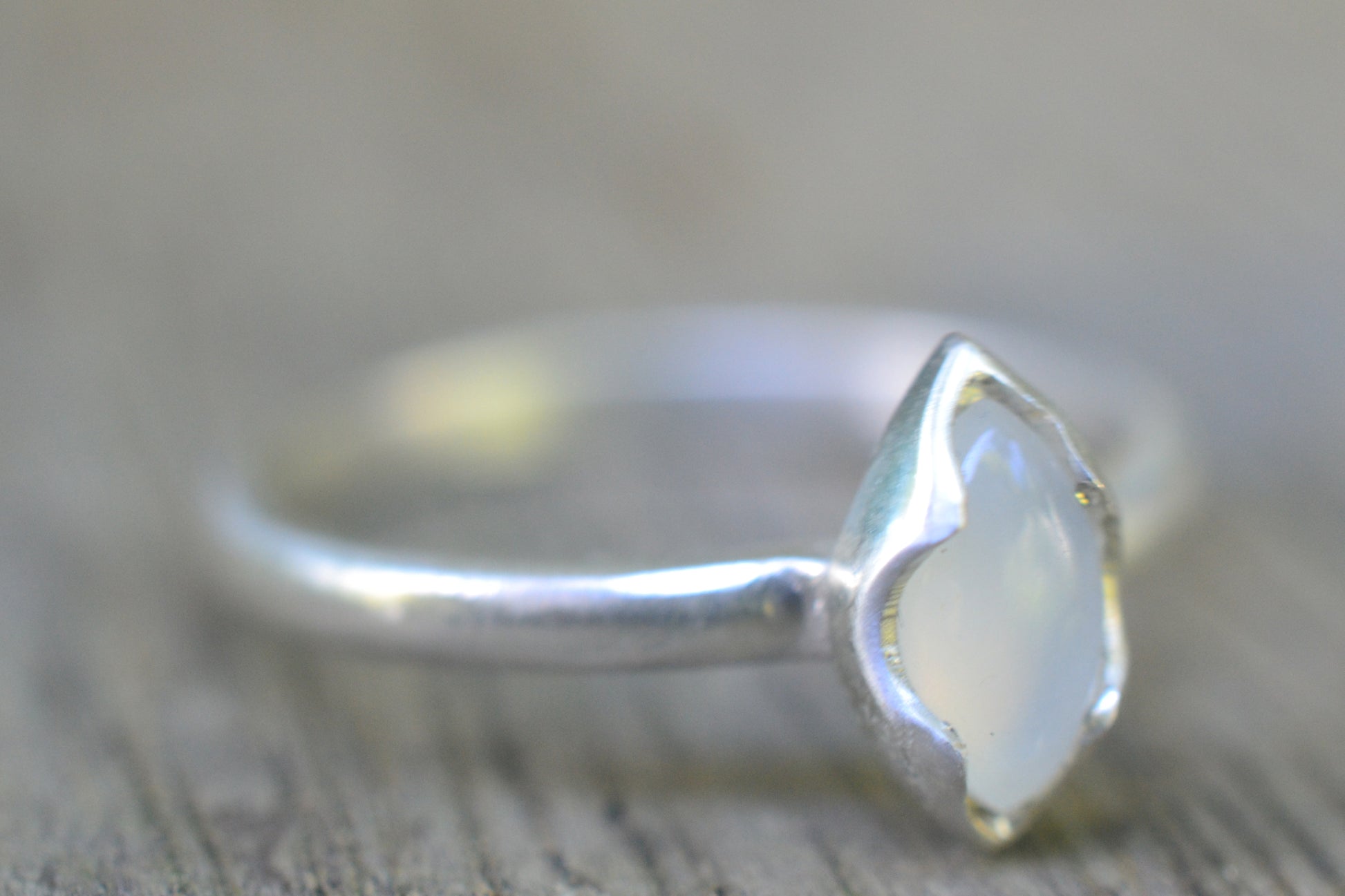 Womens Moonstone Statement Ring in Silver