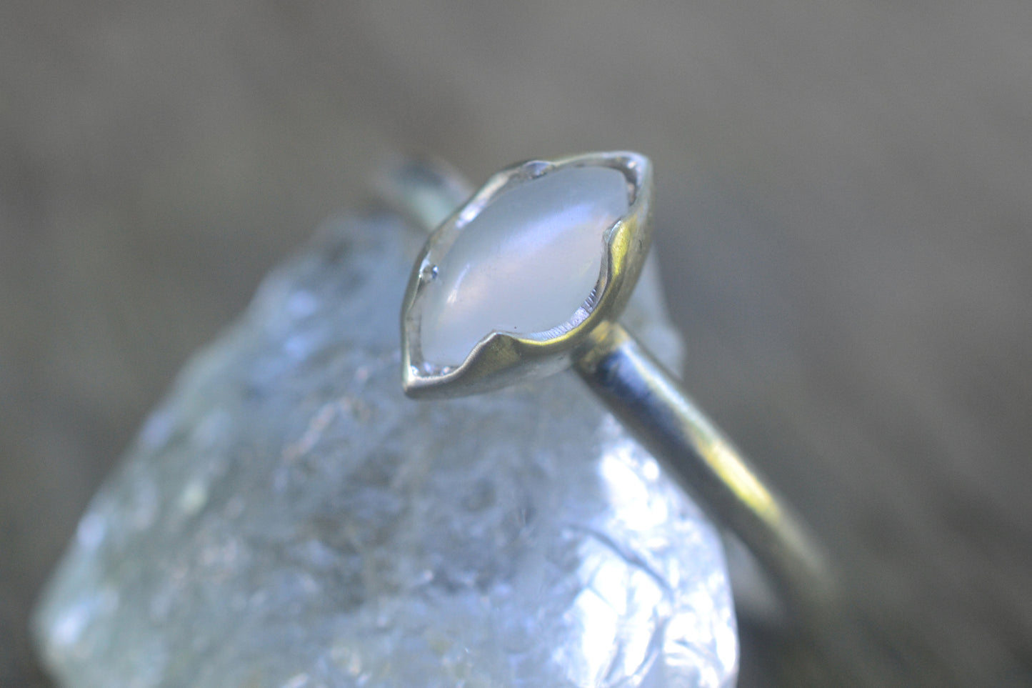 White Moonstone Stack Ring in Sterling SIlver
