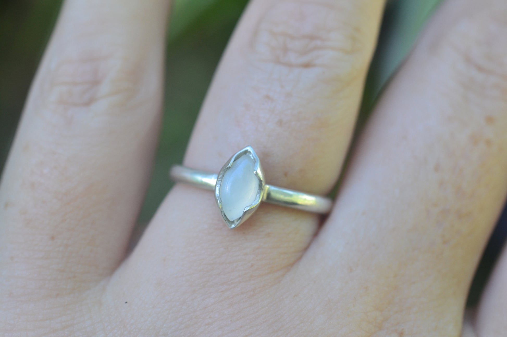 Marquise Cut Moonstone Stack Ring in Silver