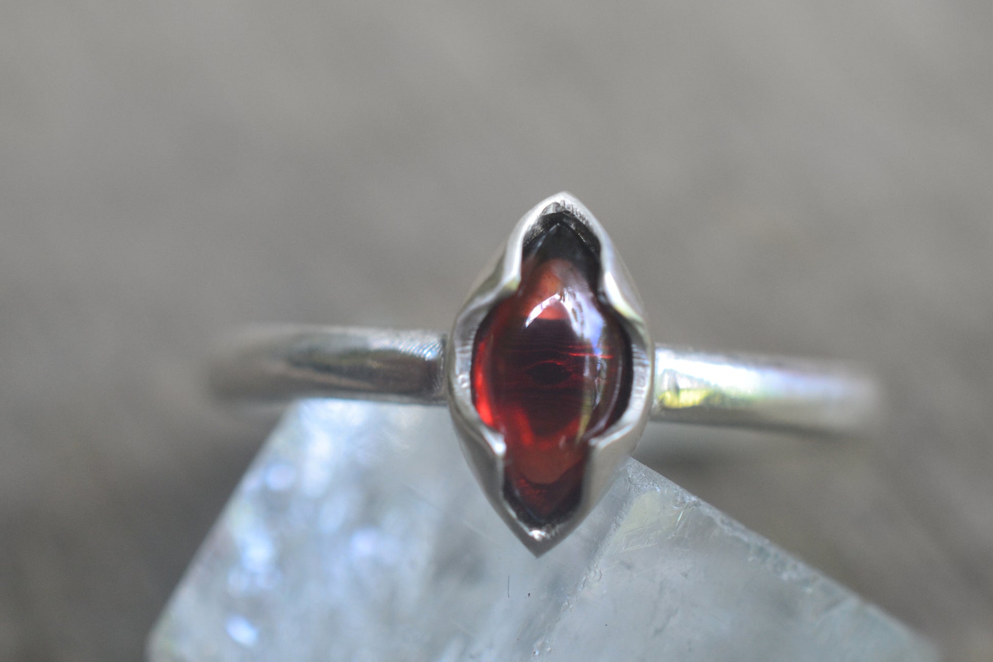 Natural Garnet Crystal Stack Ring in Sterling