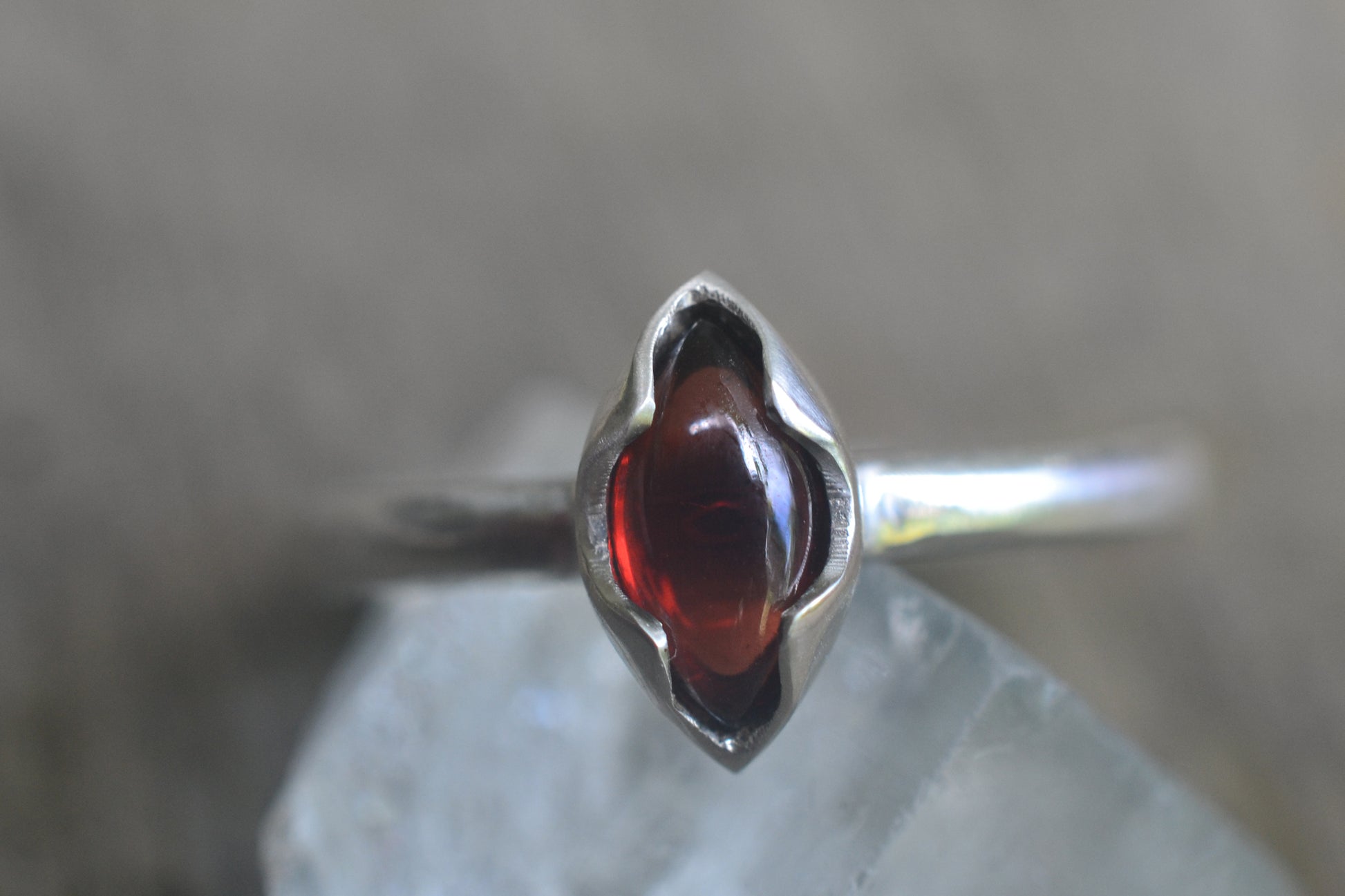 925 Silver Statement Ring With Garnet